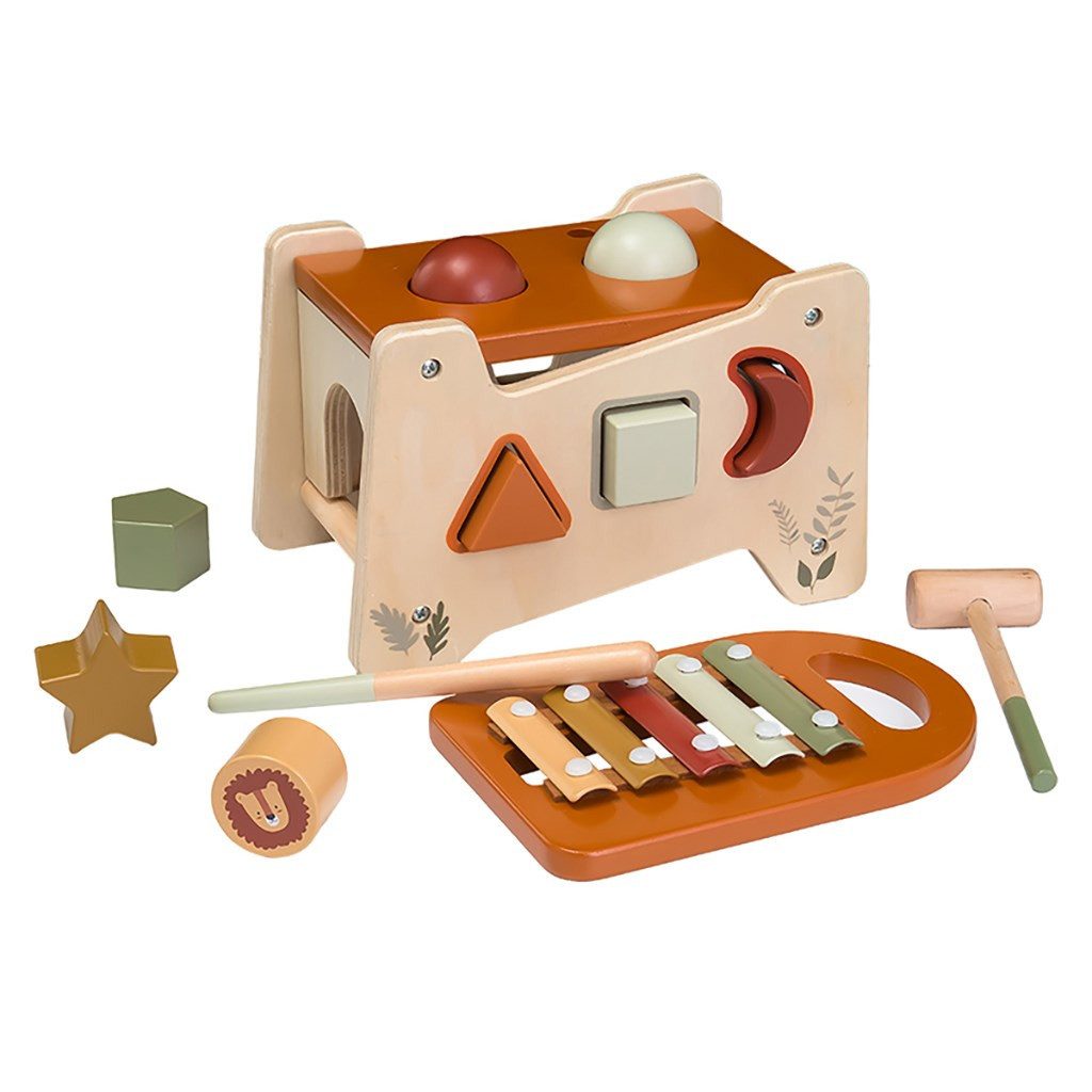 BABY MIX Klopfbank Klopfspiel Steckspiel Musikspielzeug, (Spar-Set, 1-tlg), Klopfspiel, Steckformen, Xylophon, ab 12 Monaten