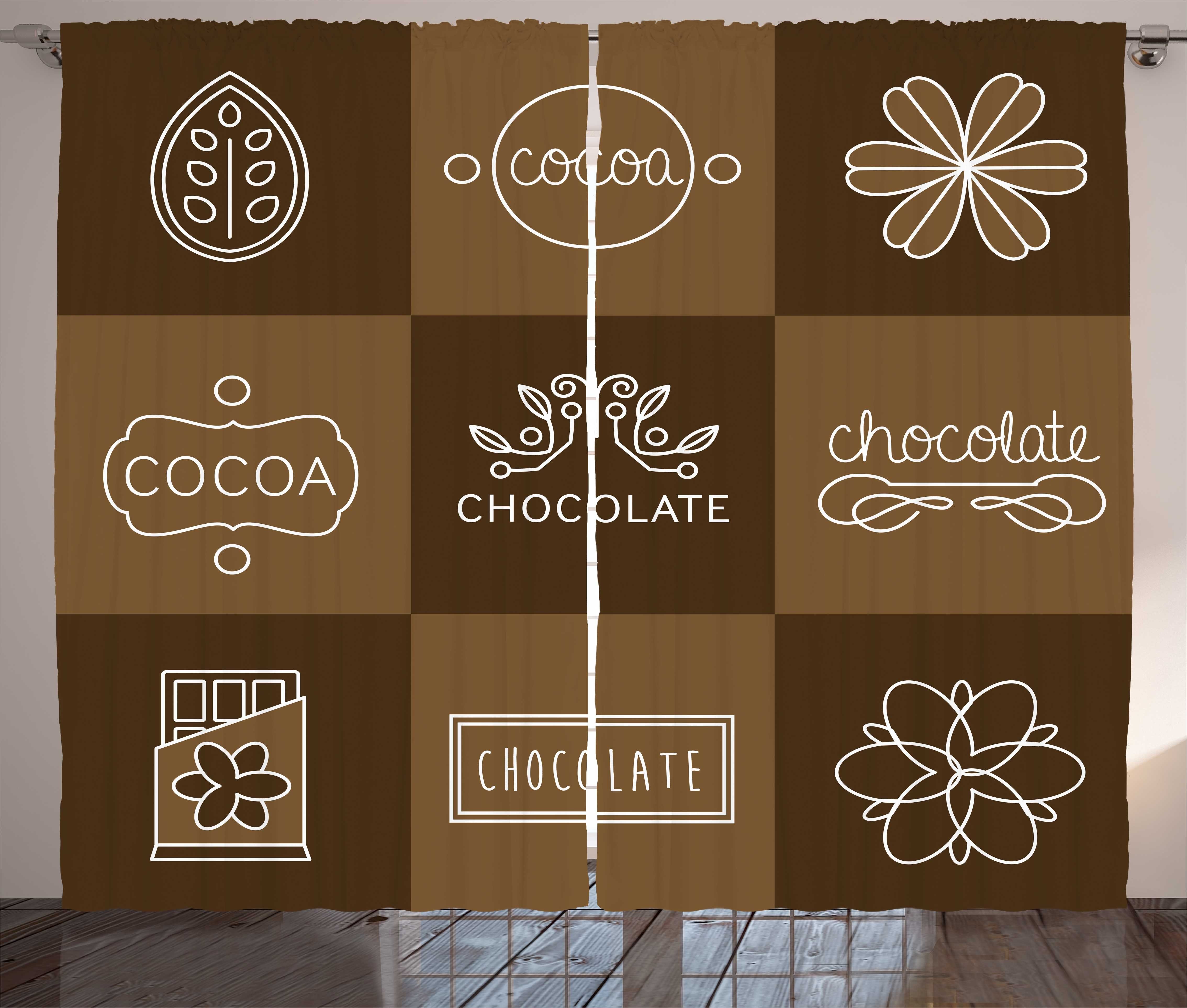 Gardine Schlafzimmer Kräuselband Vorhang mit Schlaufen und Haken, Abakuhaus, Schokolade Kakao Schokolade