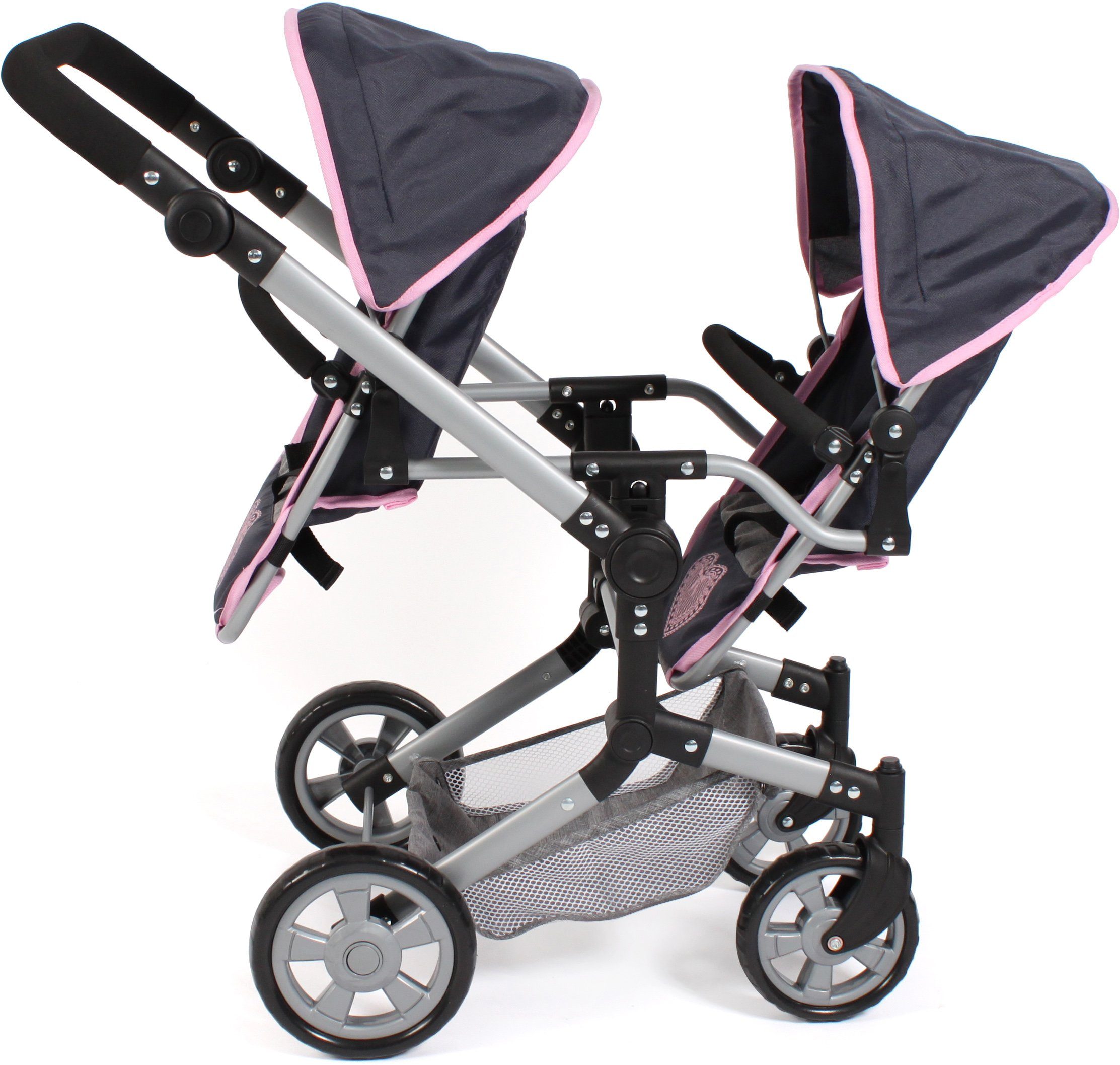 CHIC2000 Puppen-Zwillingsbuggy Linus Duo, mit zwei abnehmbaren, bis in Liegeposition verstellbaren Sportsitzen