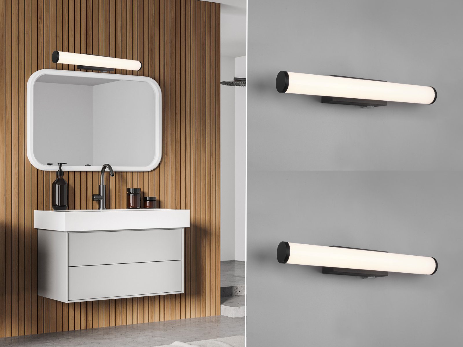 meineWunschleuchte Spiegelleuchte, seitlich mit Schalter, 2er Set LED BadLampen für Wand, Gäste