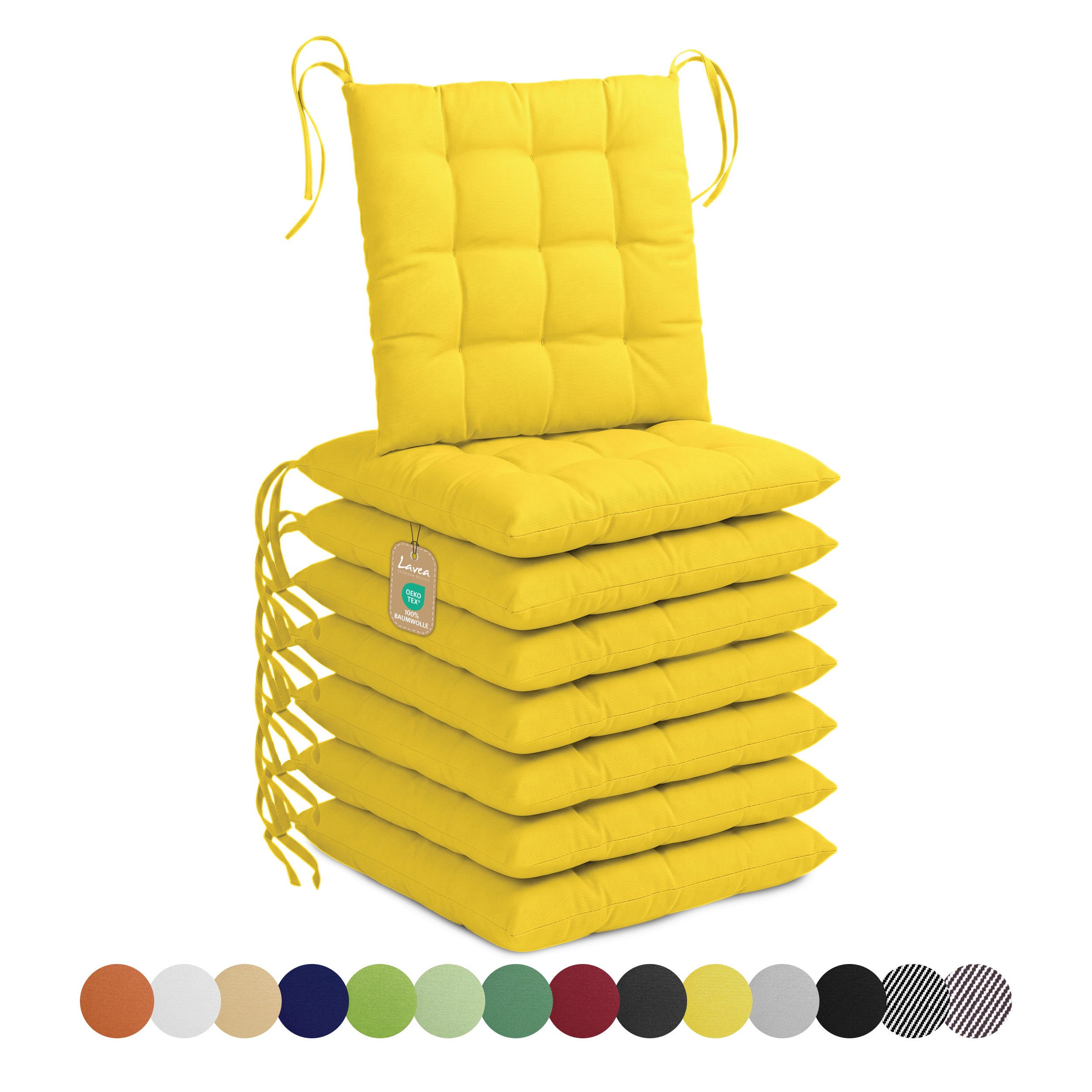 Lavea Stuhlkissen Lavea® Sitzkissen & Stuhlkissen 40x40 cm – 4er/8er Set, 40x40x3 cm, mit Stoffbändern, Indoor & Outdoor, für Garten & Balkon