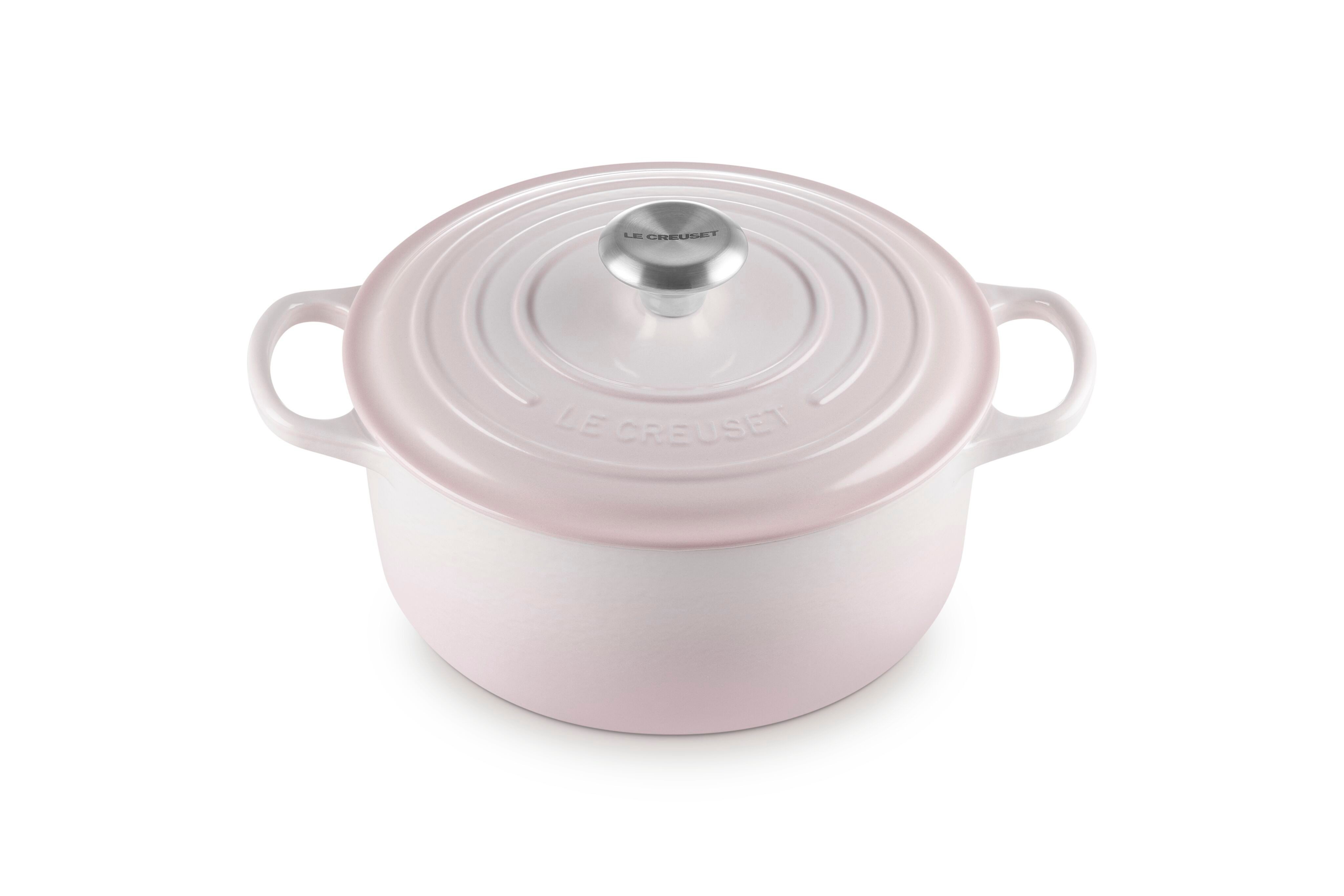 LE CREUSET Bräter Signature Gusseisen-Bräter, Gusseisen, Rund, Ø 24 cm, 3,5 l, 4,31 kg, Shell Pink, 21177247774430