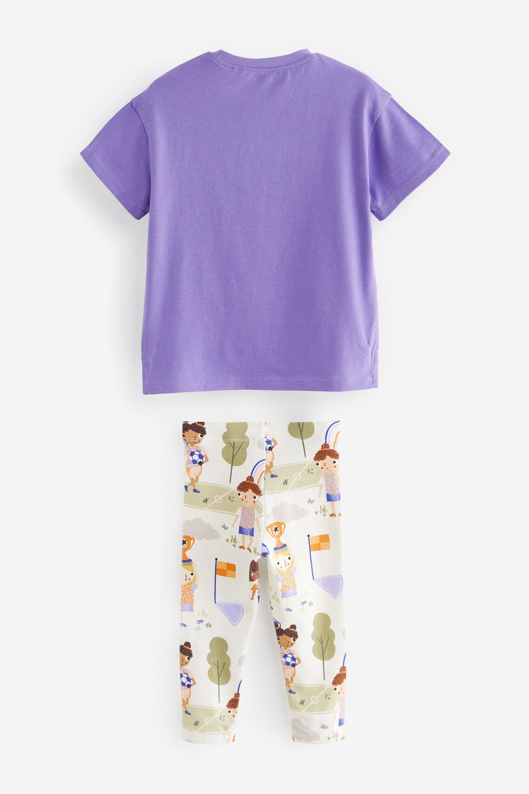 Football Next & Shirt Purple/White (2-tlg) Leggings Oversize-Shirt Set Leggings im und