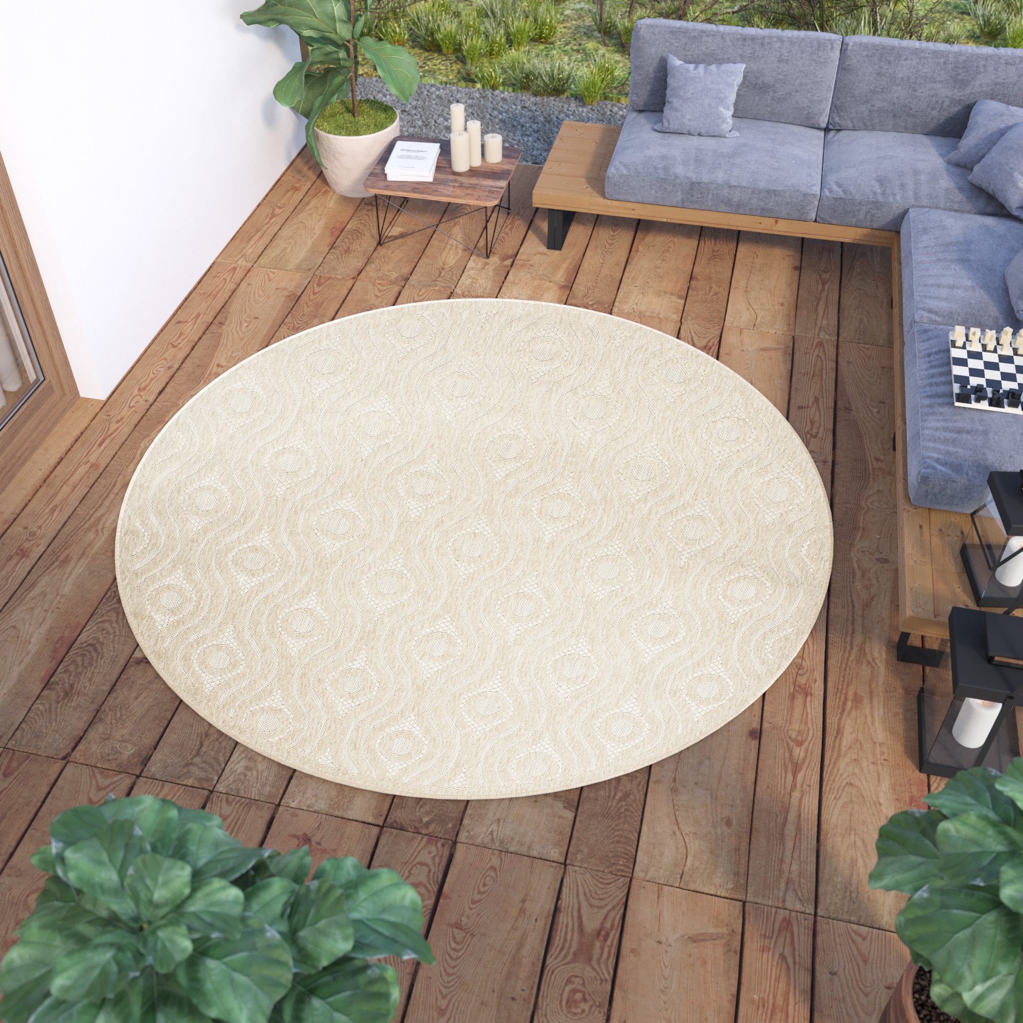 Tapiso Outdoorteppich VIERA RUND, rund, Höhe: günstig online kaufen