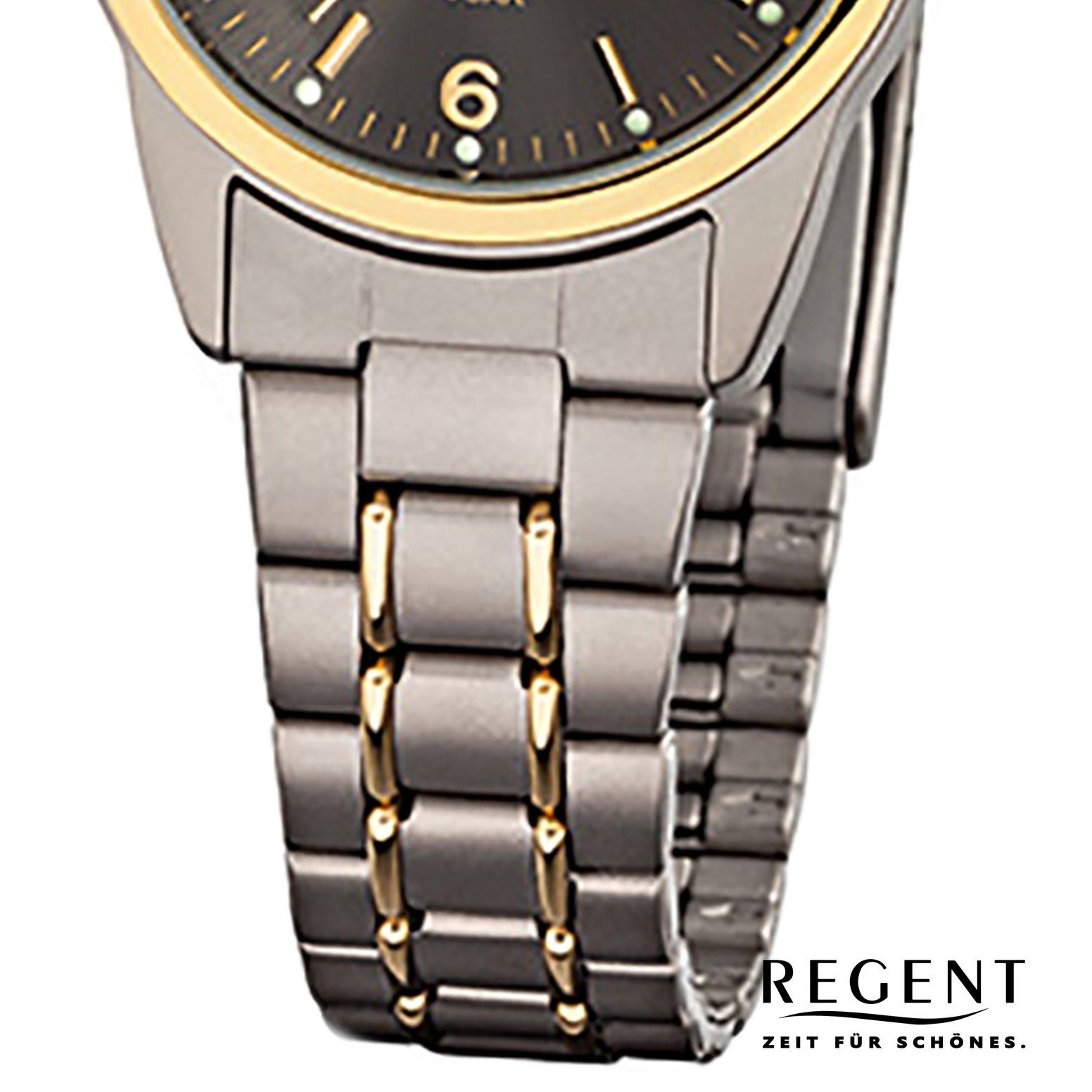 grau 26mm), Regent silber gold, Armbanduhr Quarzuhr rund, klein Damen-Armbanduhr (ca. Damen Titanarmband Regent