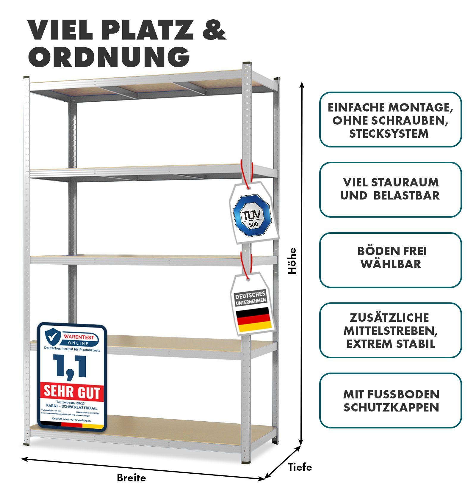 Karat Schwerlastregal Steckregal, Weitspannregal für Garage, Keller günstig online kaufen