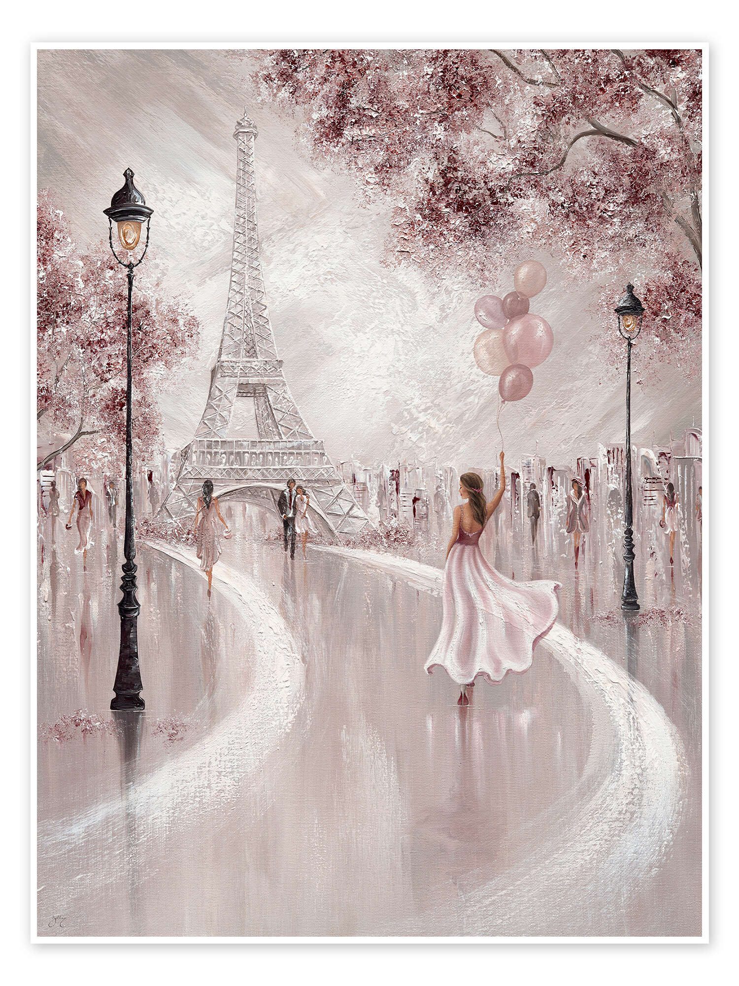 Posterlounge Wandbild Rosa Luftballons in Paris, Isabella Karolewicz, erhältlich als Poster, Leinwandbild, Wandsticker oder Acrylglasbild