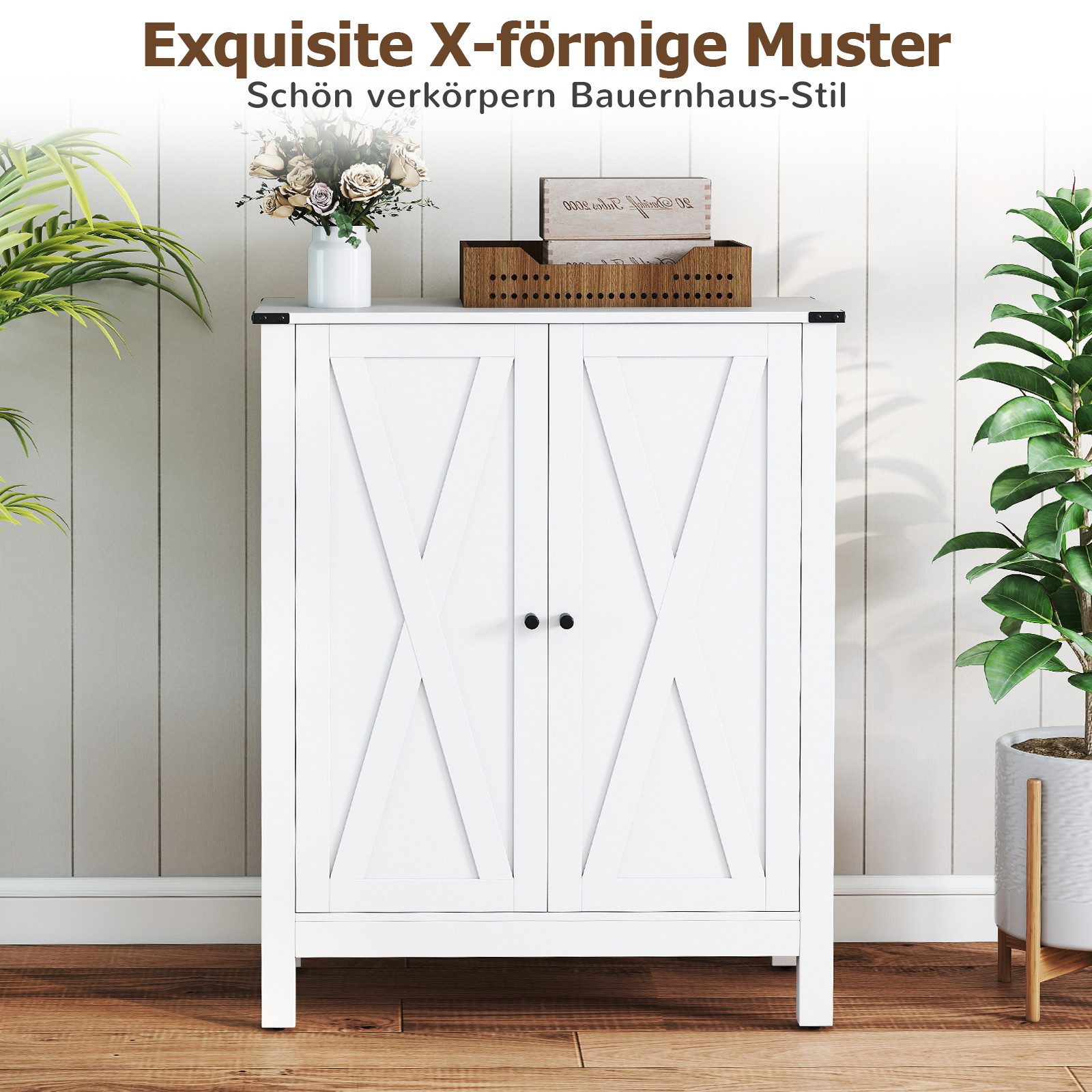 COSTWAY Schuhschrank mit Türen, verstellbarem Regal, Schuhregal Holz günstig online kaufen