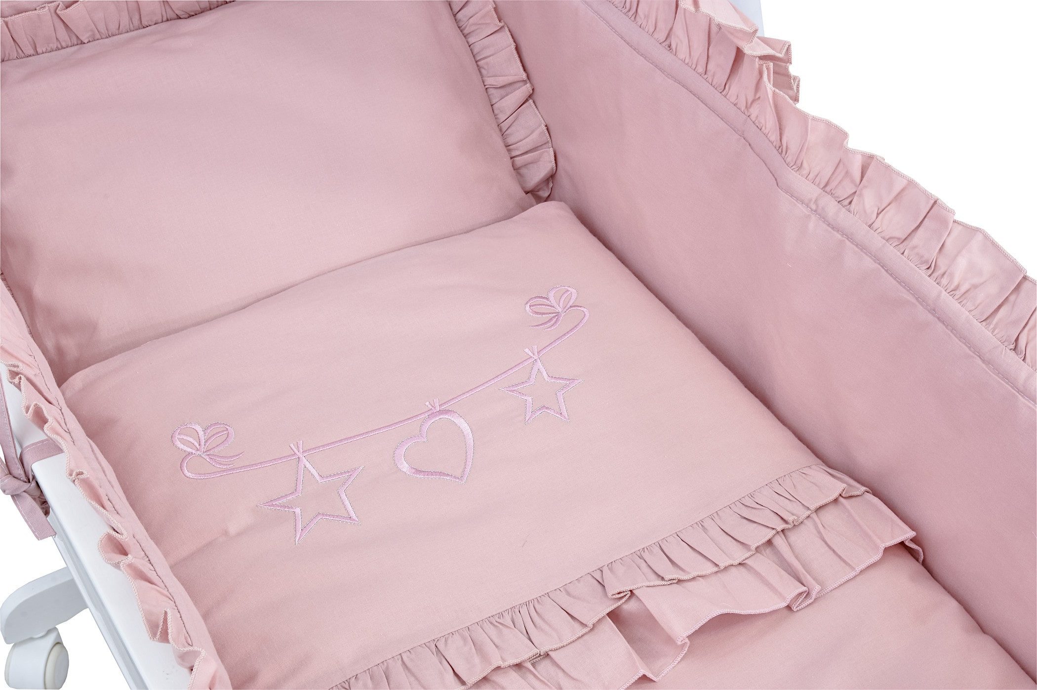 Baby-Delux Babybettwäsche Baby Wiegenset Royal Rüsche, Textilien, 6 teilig, Wiegenset 6-tlg. für Babywiege 90x40 (ohne Wiege) verschiedene Designs