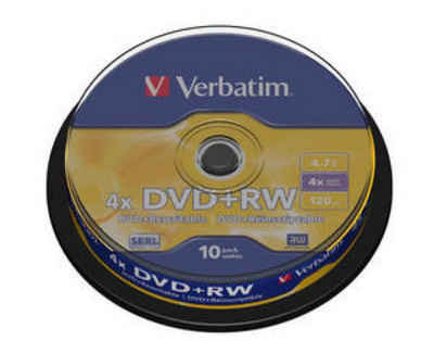 Verbatim DVD-Rohling 10 Verbatim Rohlinge DVD+RW 4,7GB 4x Spindel