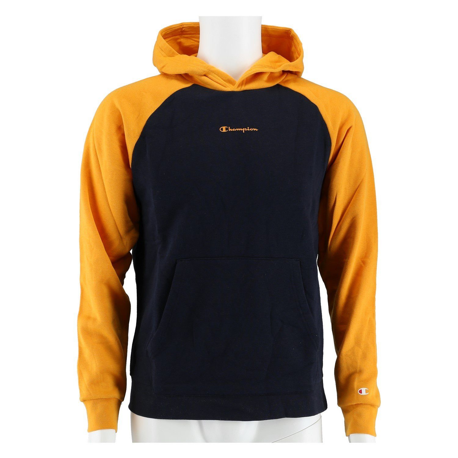 Champion Kapuzenpullover Hoodie American Classic Small Logo (gefüttert) navyblau/gelb Jungen
