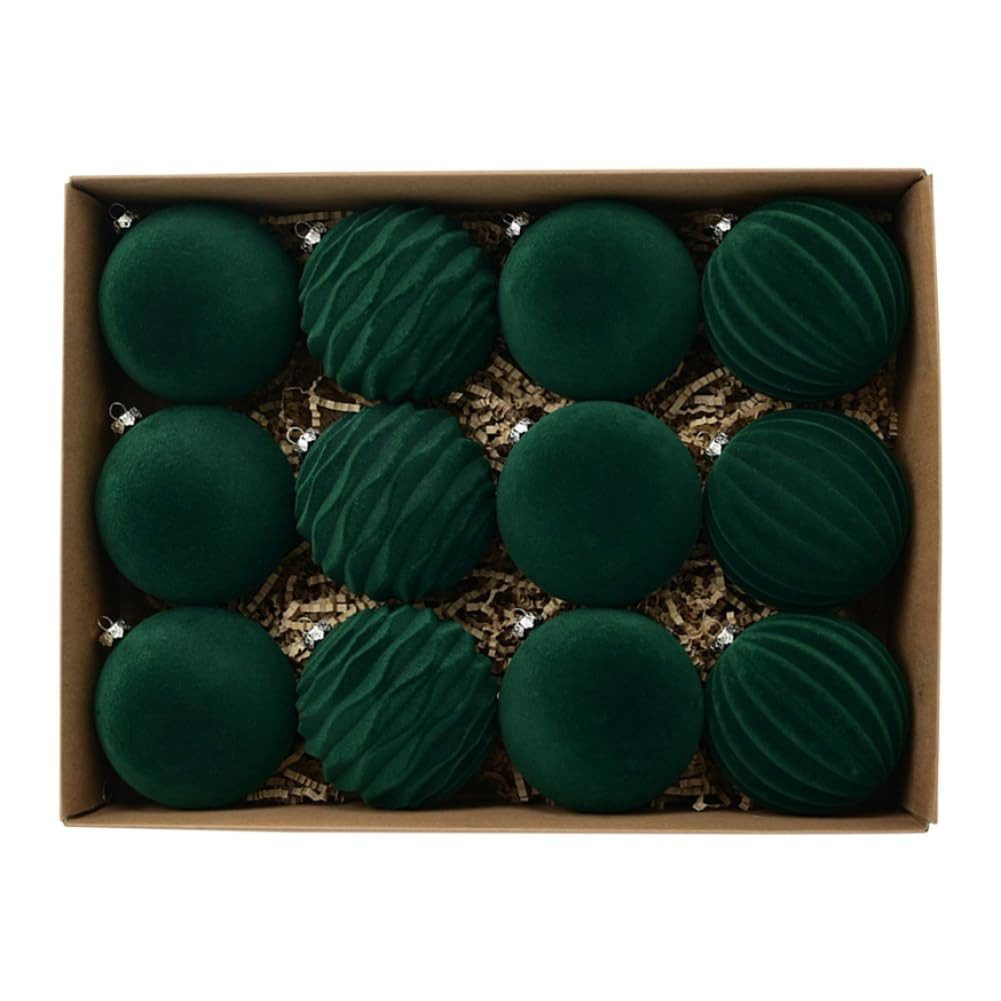 Coonoor Weihnachtsbaumkugel Weihnachtskugeln, 12 Stücke Weihnachtskugeln Samt Set (12 St), Christbaumkugeln Set, Weihnachtsdeko Innen Aussen
