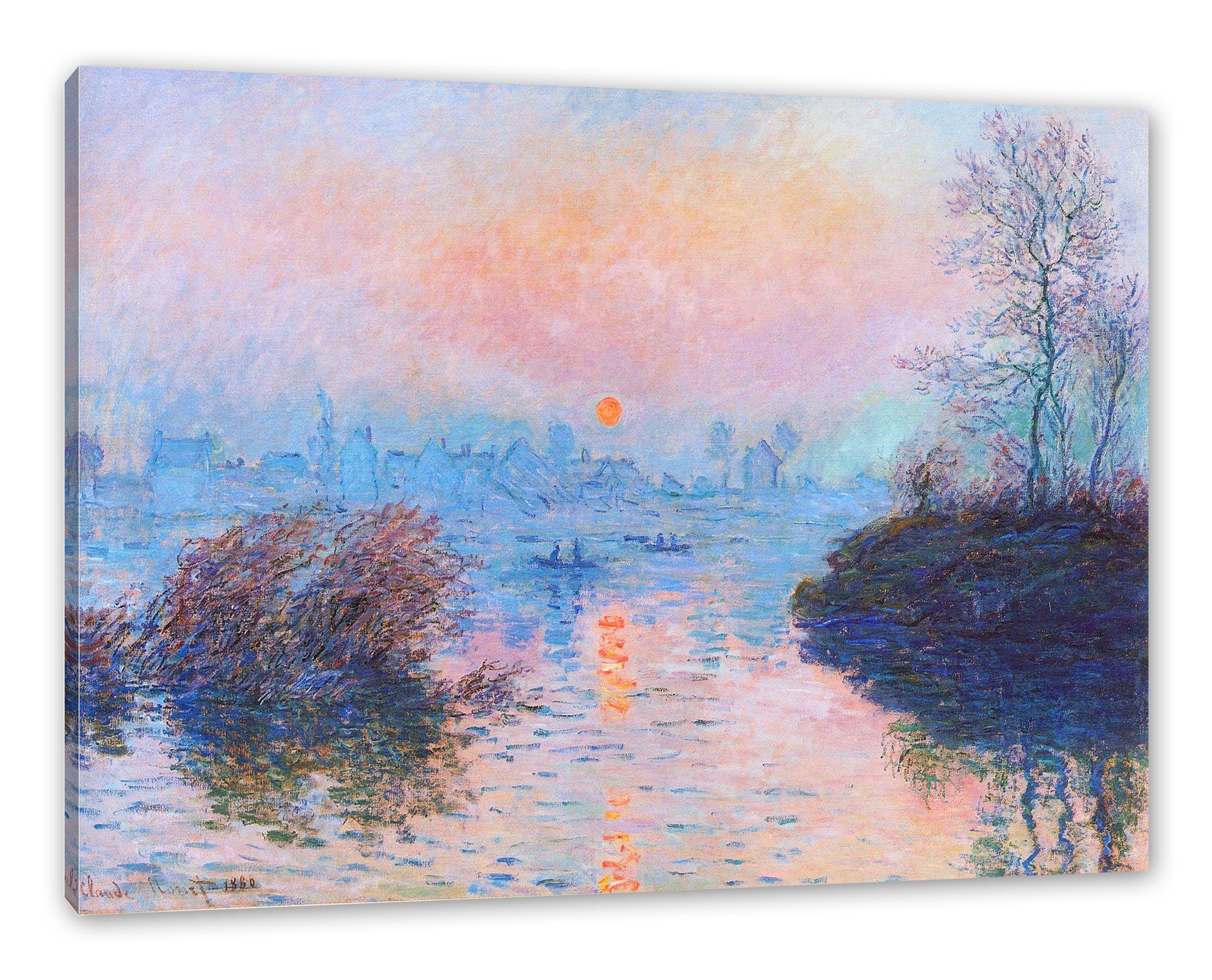 Pixxprint Leinwandbild Claude Monet - Sonnenuntergang auf der Seine im Wint günstig online kaufen