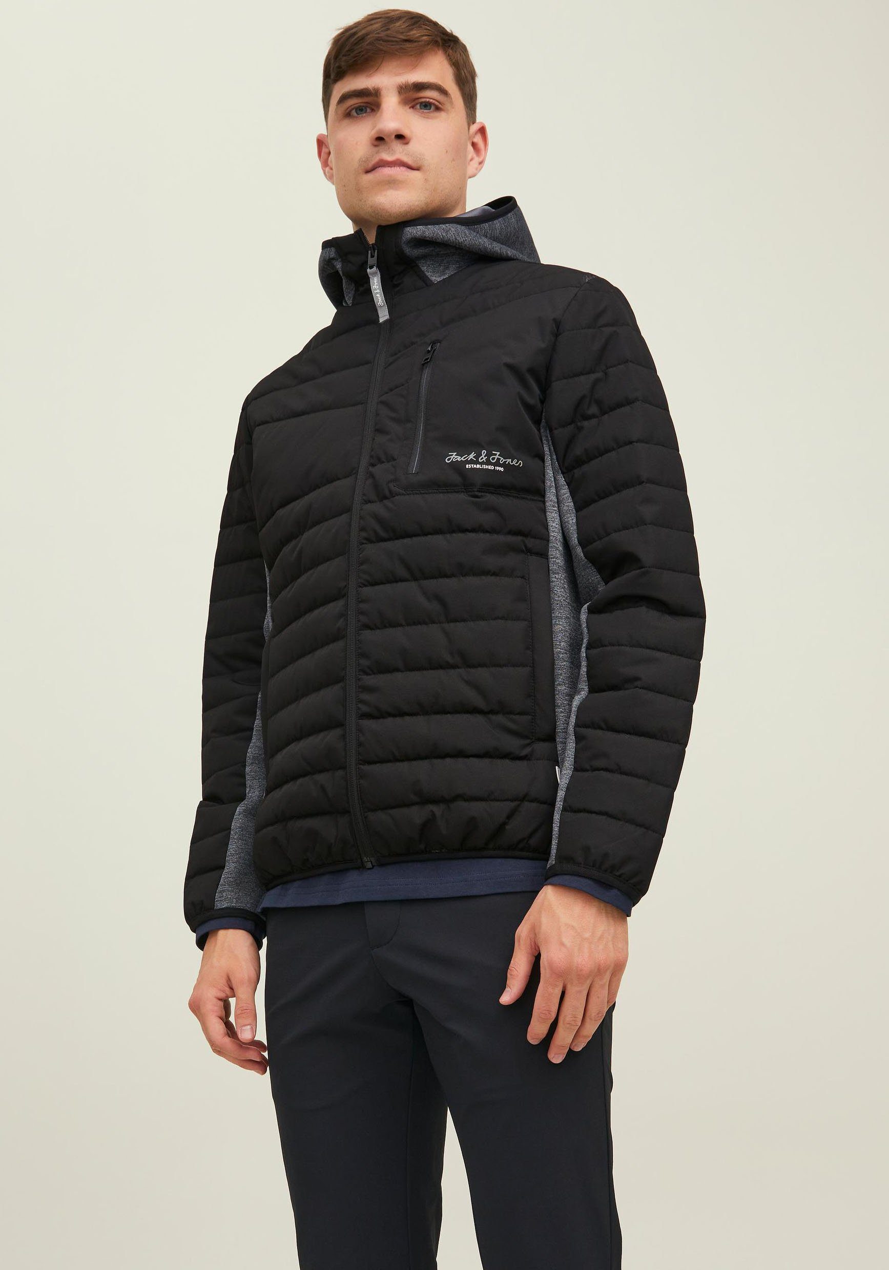 Jack & Jones Steppjacke BERG HYBRID JACKET schwarz