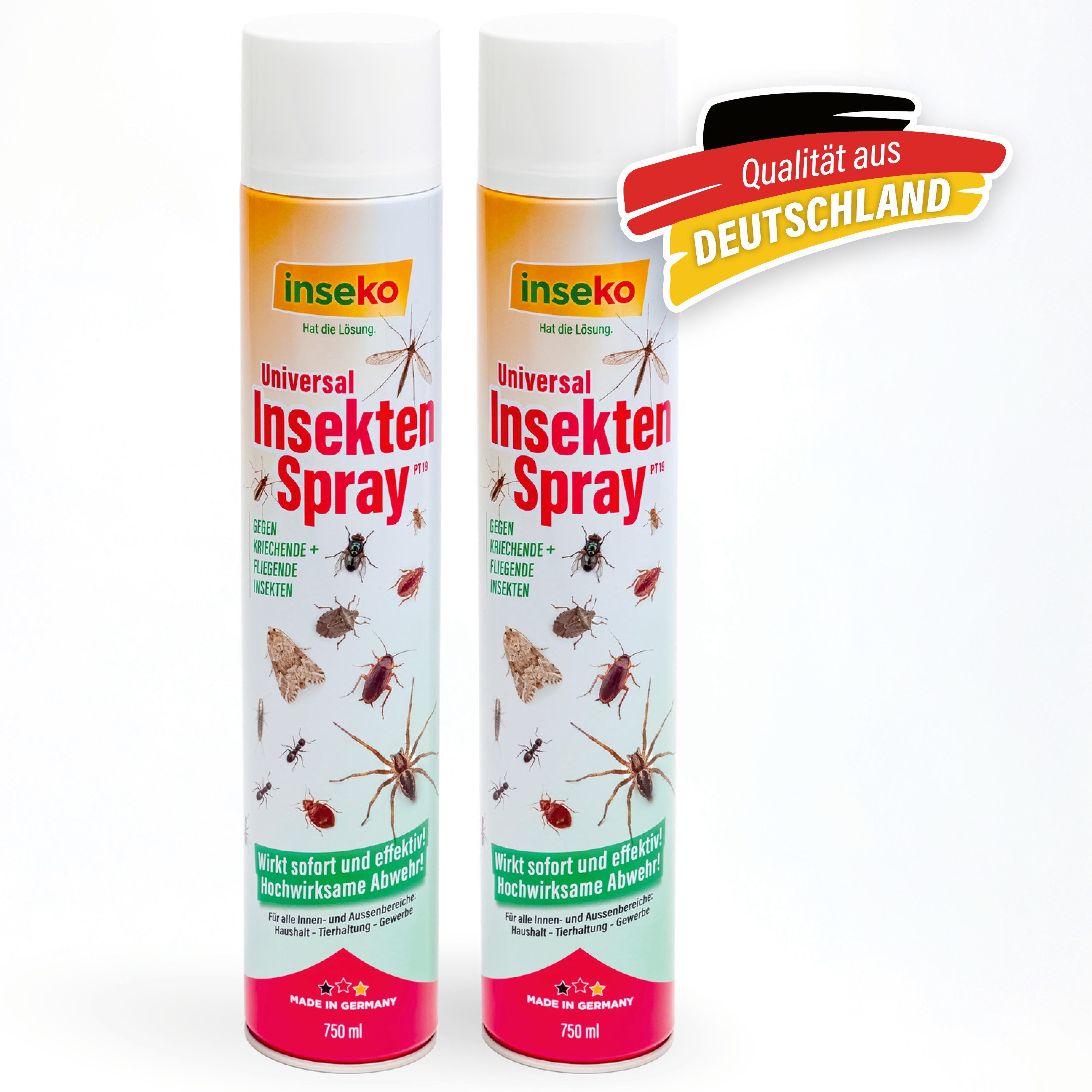 Inseko Insektenspray 2x inseko Universal Insektenspray 750 ml - zur Insektenabwehr (PT19), 2-St., effektive Abwehr bei Insektenbefall