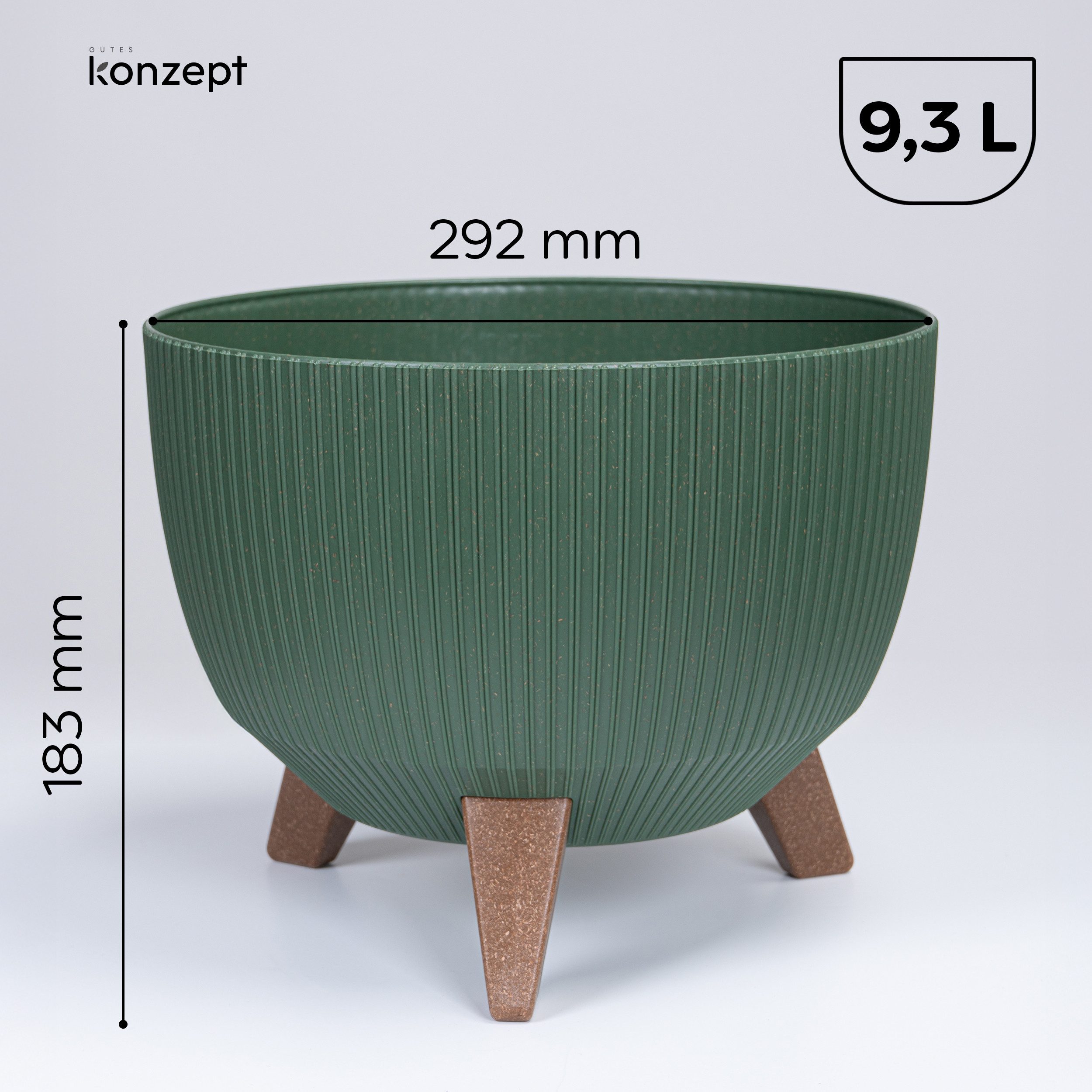 KONZEPT Blumentopf Pflanzschale 24/29cm Blumentopf mit Füßen, mit Wasserabfluss-Einsatz, wetterfest & UV-beständig, Übertopf für Innen & Außen – Bild 3 von 5