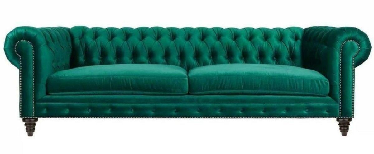 JVmoebel Sofa Blau Chesterfield in Grün Made Europe Design Couch, Dreisitzer Modern