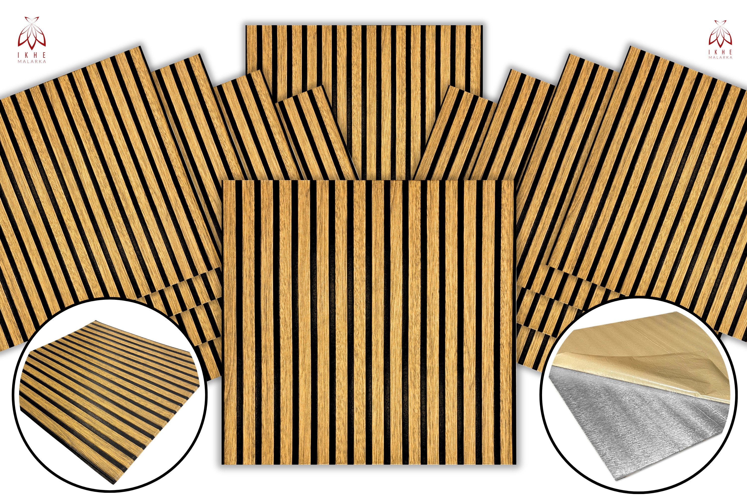 IKHEMalarka Wandpaneel Qualitätsgünstige Selbstklebende Lamellen Optik aus PE-Schaum, BxL: 66,5x67 cm, 0,44 qm, 66,5x66,5cm 5mm Stärke - Leicht & Flexibel – Bild 2 von 5