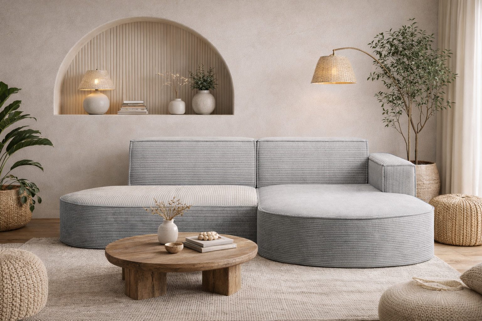 Kaiser Möbel Ecksofa Designer MODENA STUDIO L stoff Cord, Ecksofa, Cord Sofa, L-Form, Links/Rechts wählbar