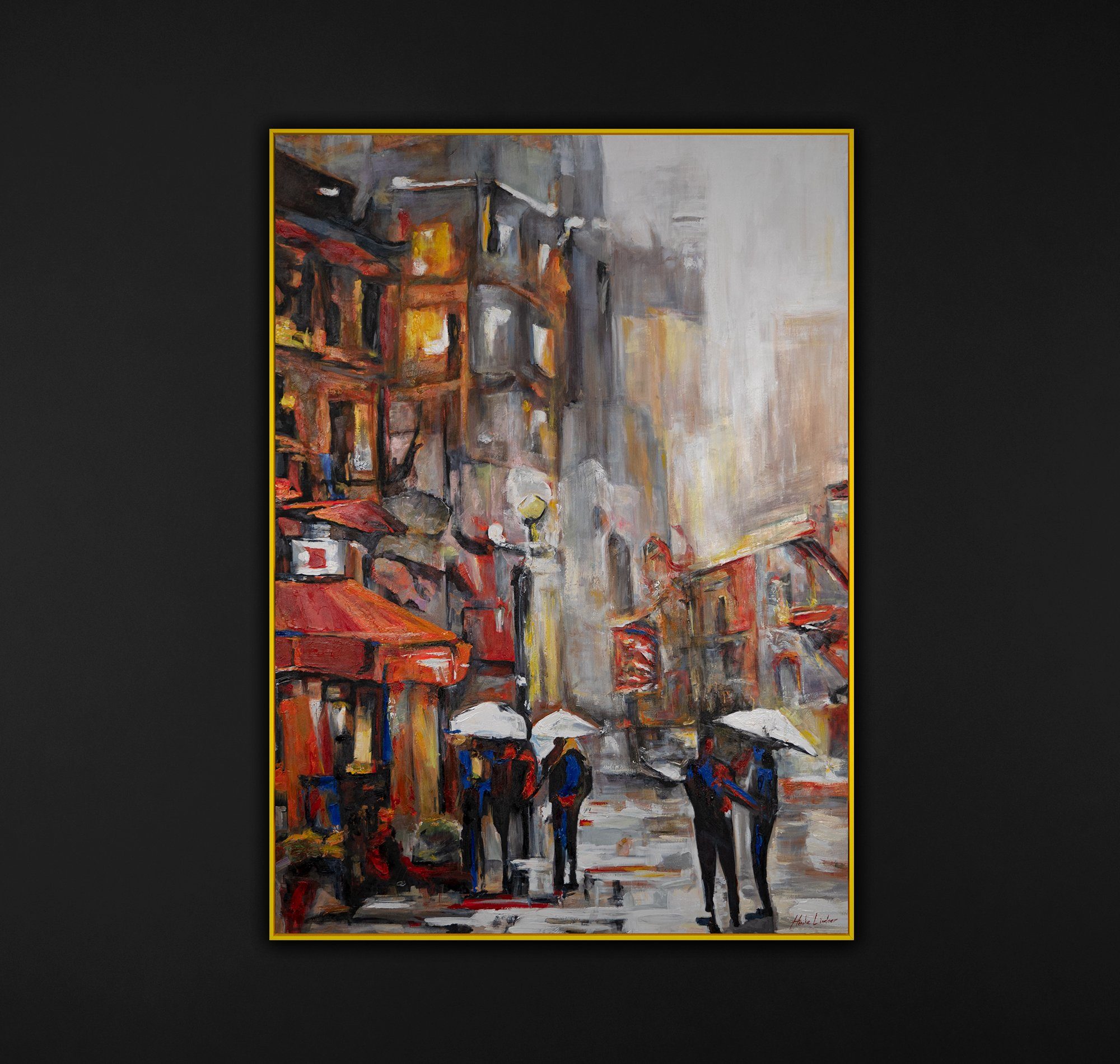 in Mit Gelb Menschen Rahmen YS-Art Gemälde Atmosphäre, Städtische
