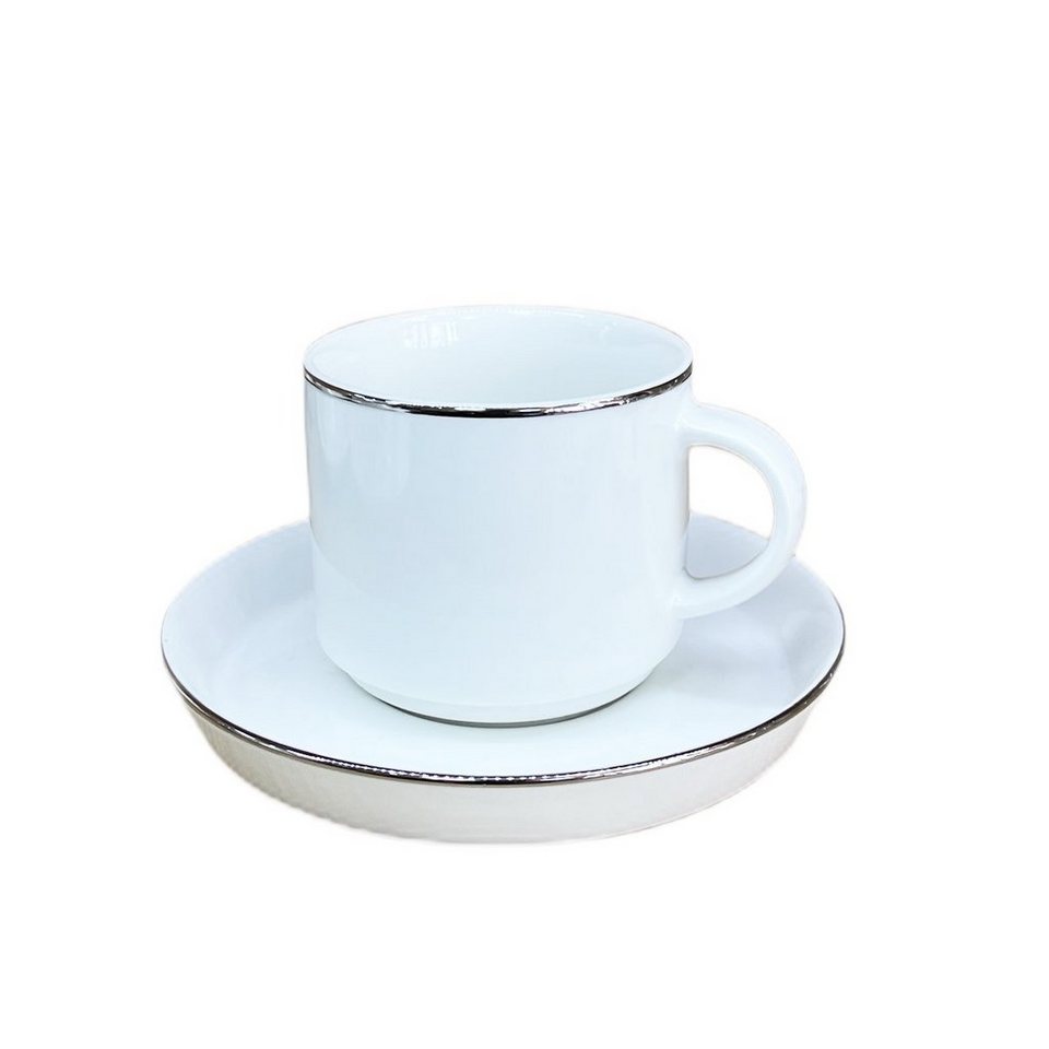 4tlg Set Santos Kaffeetassen Untertassen weißes Porzellangeschirr Gastro Tasse 4tlg Set Santos Kaffeetassen Untertassen weißes Porzellangeschirr Gastro Tasse