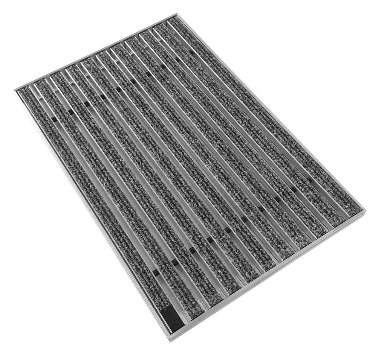 ACO Severin Ahlmann GmbH & Co. KG Fußmatte Eingangsmatte Vario + Rahmen Aluminium, Rips Hellgrau, rechteckig, Höhe: 26 mm, Größe: 600x400 mm, für Innen- und Außenbereich