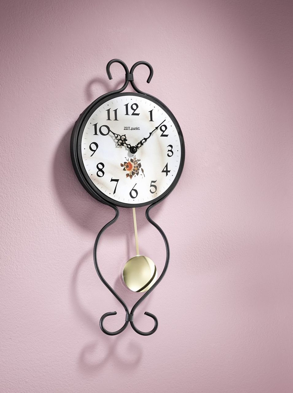Beauty.Scouts Pendelwanduhr Wandpendeluhr Quartzuhr "Flower", Eisen, günstig online kaufen