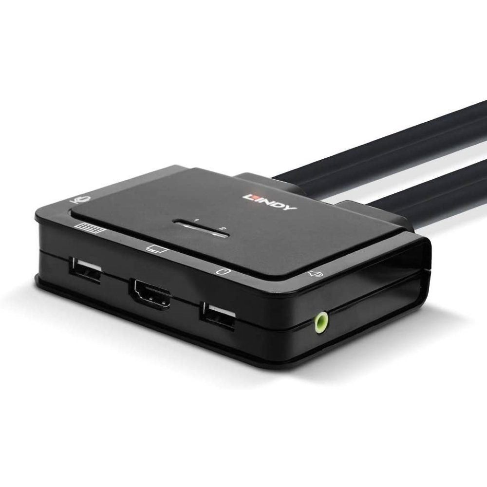 Lindy 2 Port Kabel HDMI 18G USB 2.0 & Audio - KVM Switch - schwarz Computer-Adapter
