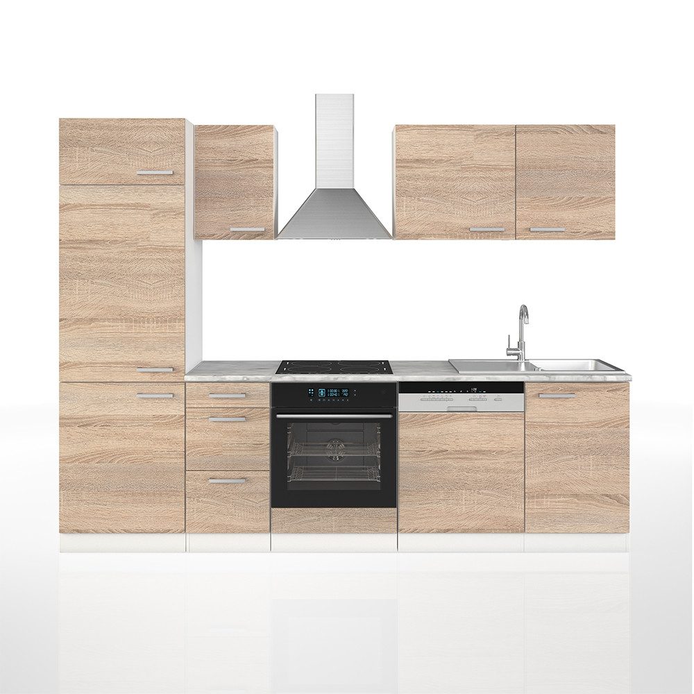 Vicco Küchenzeile Optima, Sonoma/Weiß, 270 cm günstig online kaufen