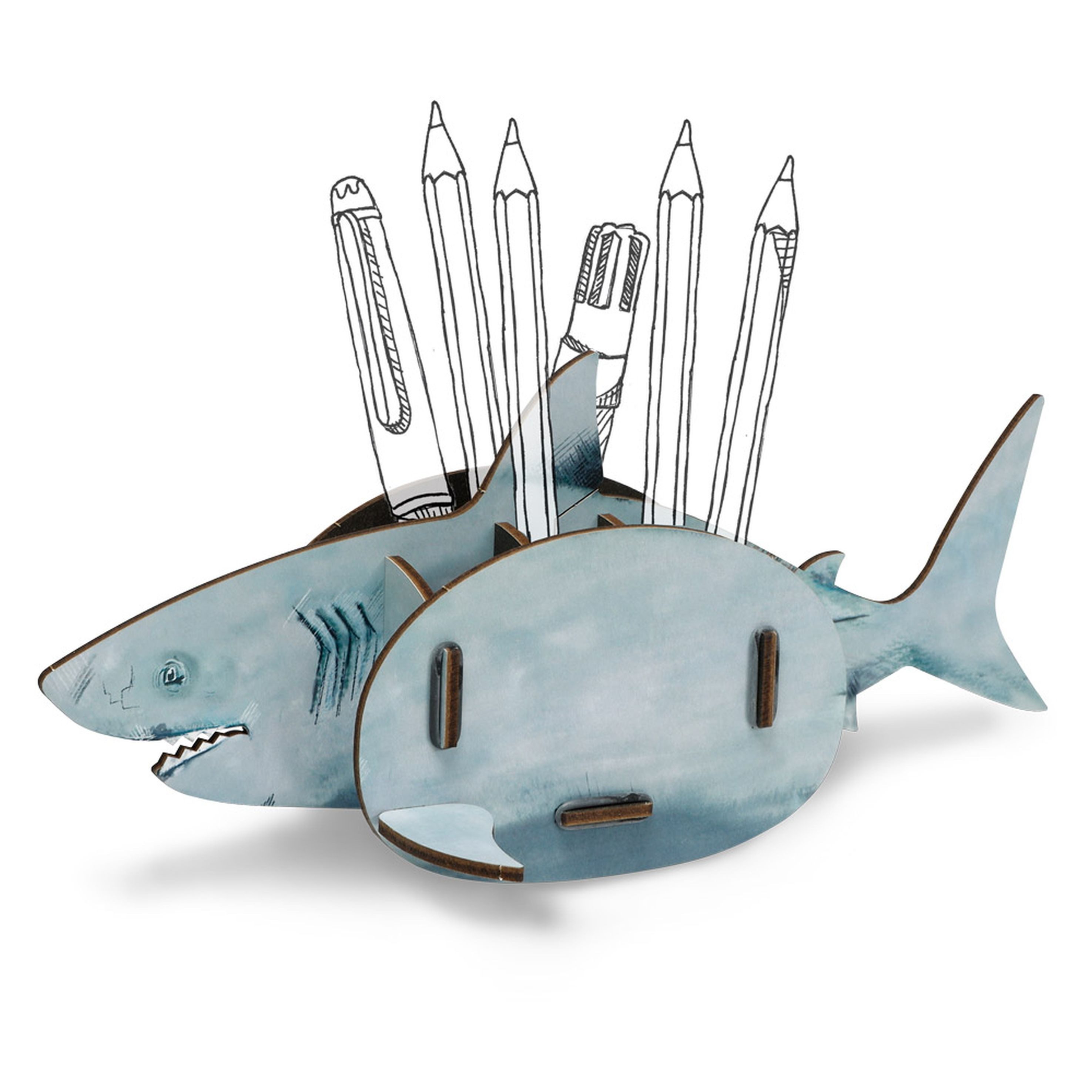 WERKHAUS® Aufbewahrungsbox Werkhaus - Stiftebox "Hai" Stiftehalter Stifteköcher Hai Fisch WE2071