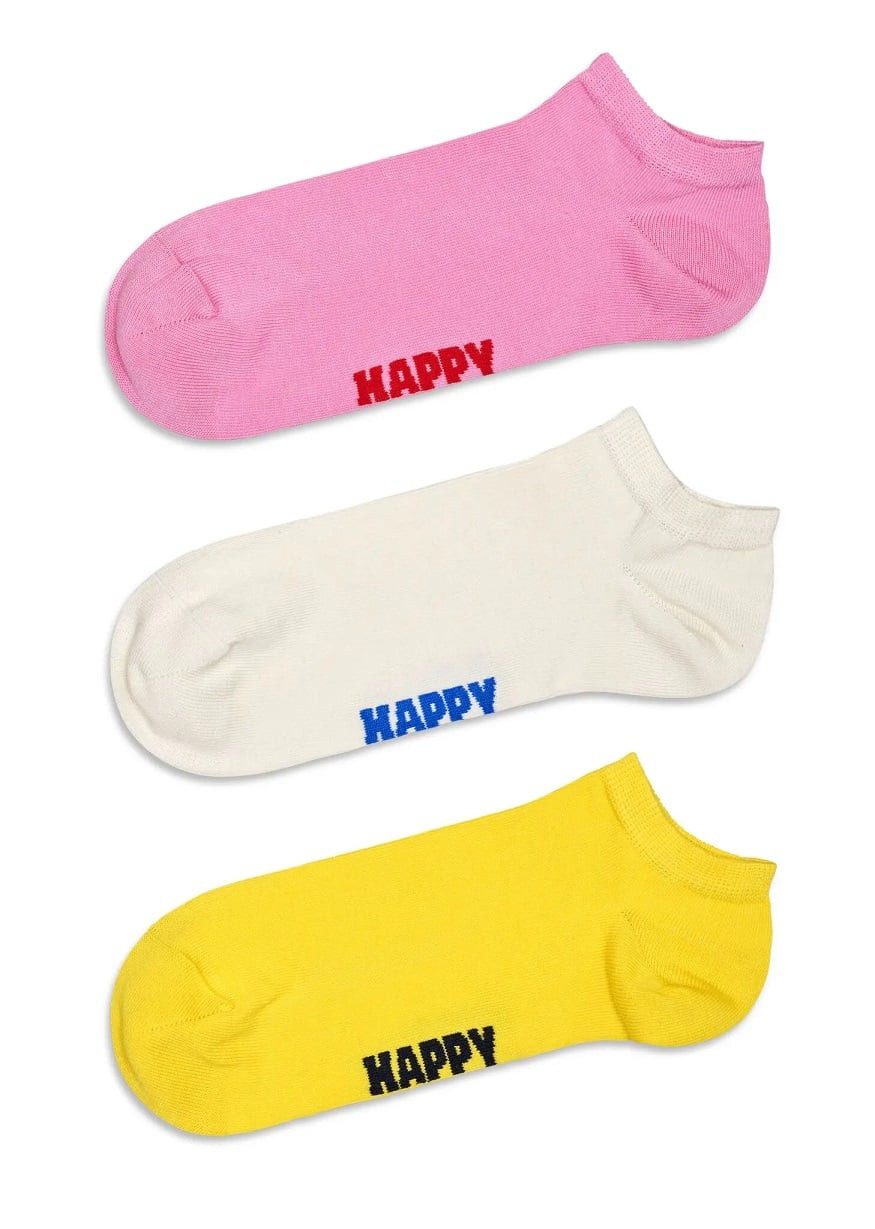 Happy Socks Socken Tagessocke Sneaker Low Solid pink/gelb/weiss - 3 Paar günstig online kaufen