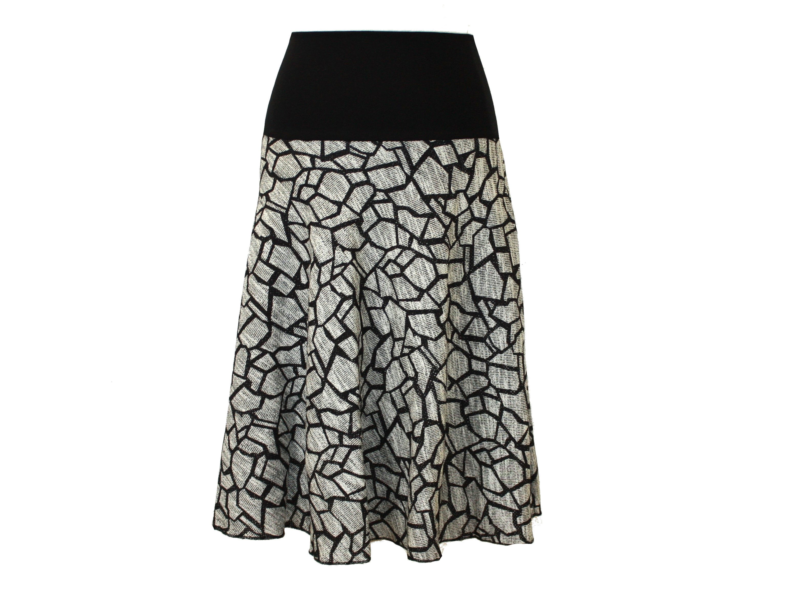 dunkle design A-Linien-Rock Strick Ecru Schwarz Flieder 57cm oder 68cm elastischer Bund