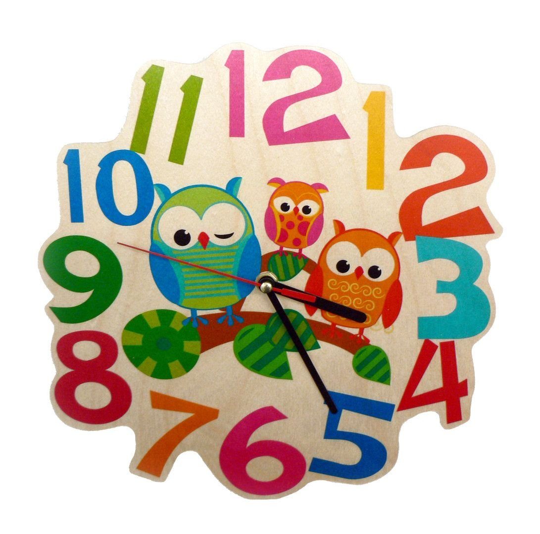 HESS SPIELZEUG Lernspielzeug Holzdekoration Wanduhr Eulen BxLxH 245x40x245mm NEU