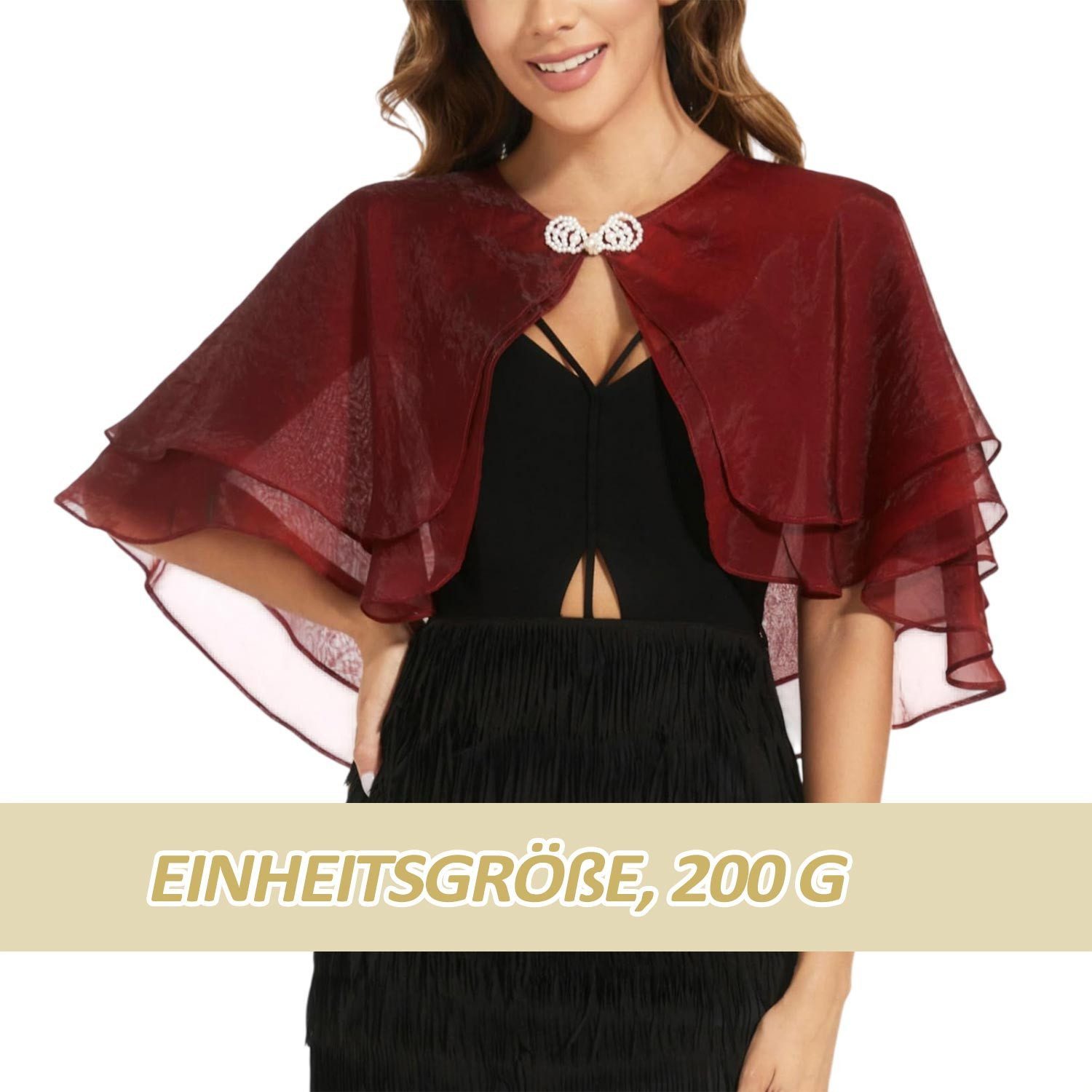 Oemmn Bolero Damen Festlich Elegant Chiffon Strickjacke 3/4 Ärmel