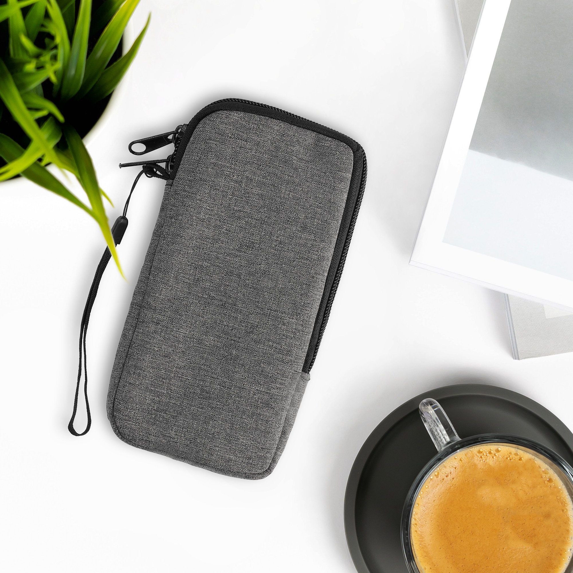 kwmobile Handytasche Handytasche für Smartphones XL - 6,7/6,8" (1-tlg), Stoff Handy Hülle - Handy Tasche Sleeve Pouch