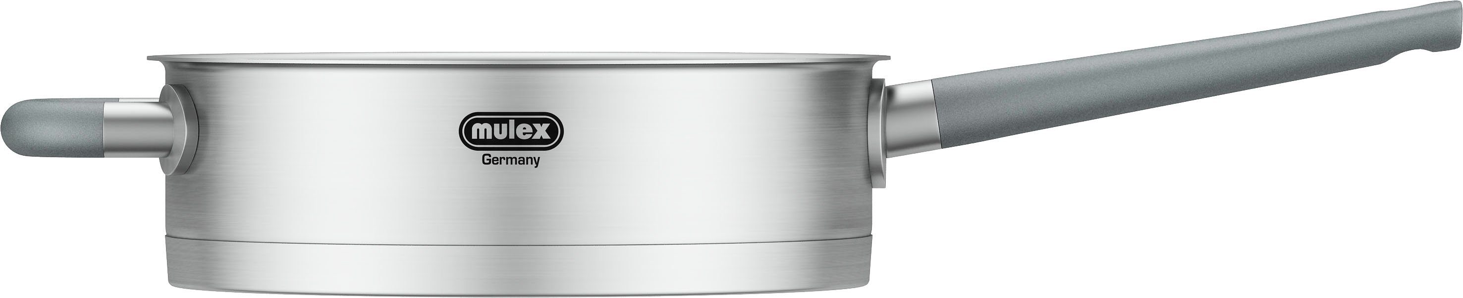 Mulex Bratpfanne LUGANO, Edelstahl 18/10, mit Deckel, Messskala, Schüttrand, Kapselboden, Ø 24 cm, Induktion