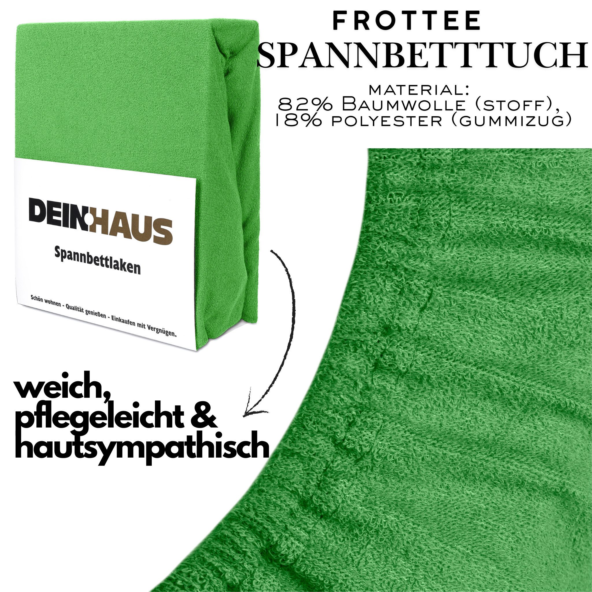 DH DEIN . HAUS Spannbettlaken Frottee SOFT, Baumwolle, Gummizug: rundum, (1 Stück), weich saugfähig atmungsaktiv Rundumgummi formstabil bis 20 cm