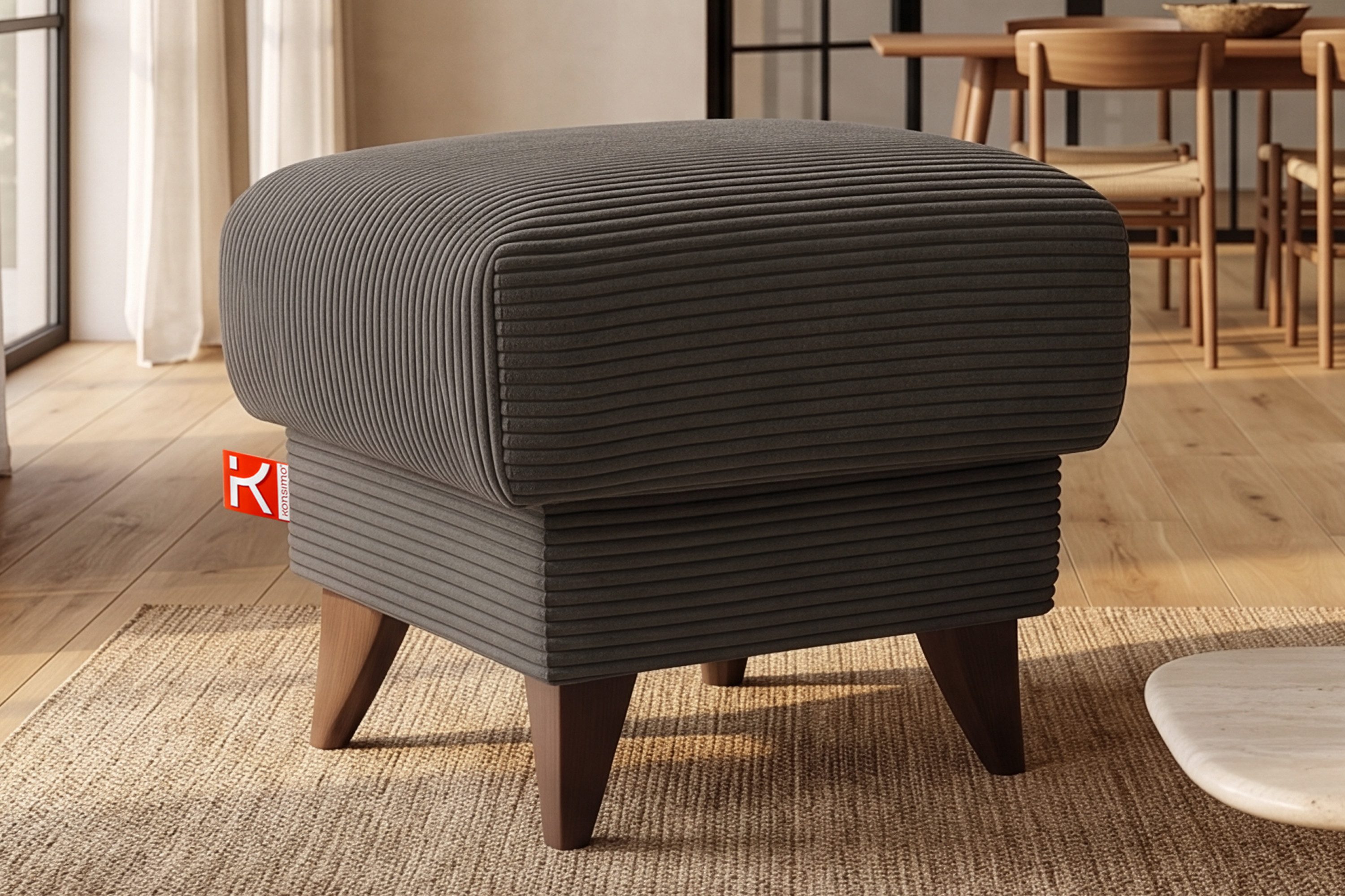 KONSIMO® Fußhocker Sitzhocker mit Stauraum GUSTAVO, hergestellt in der EU, handgefertigt, eleganten Nähten, Polsterhocker, Elegant
