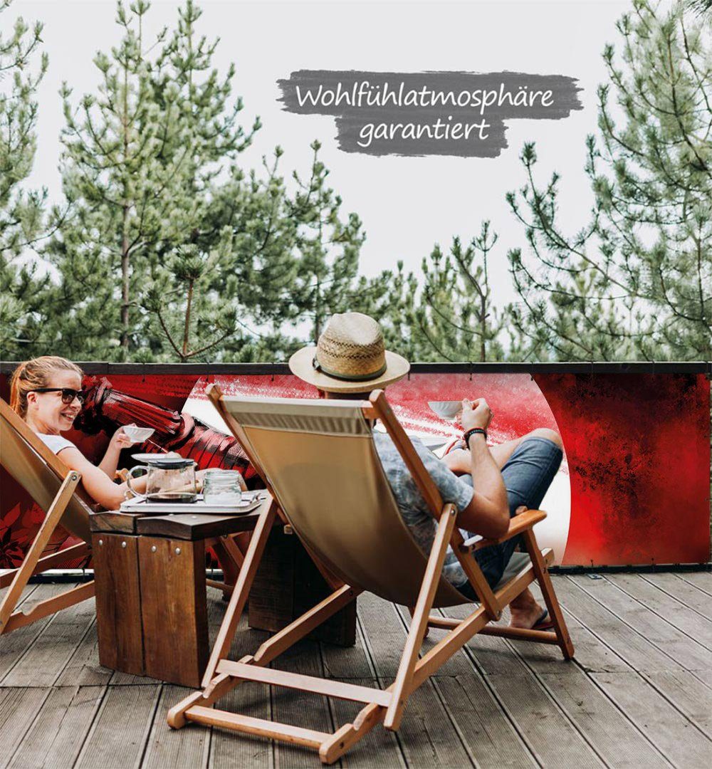 Thumbnail - MyMaxxi Sichtschutzelement Balkonbanner Samurai rot Balkon Sichtschutz Garten, (Bambus grün)