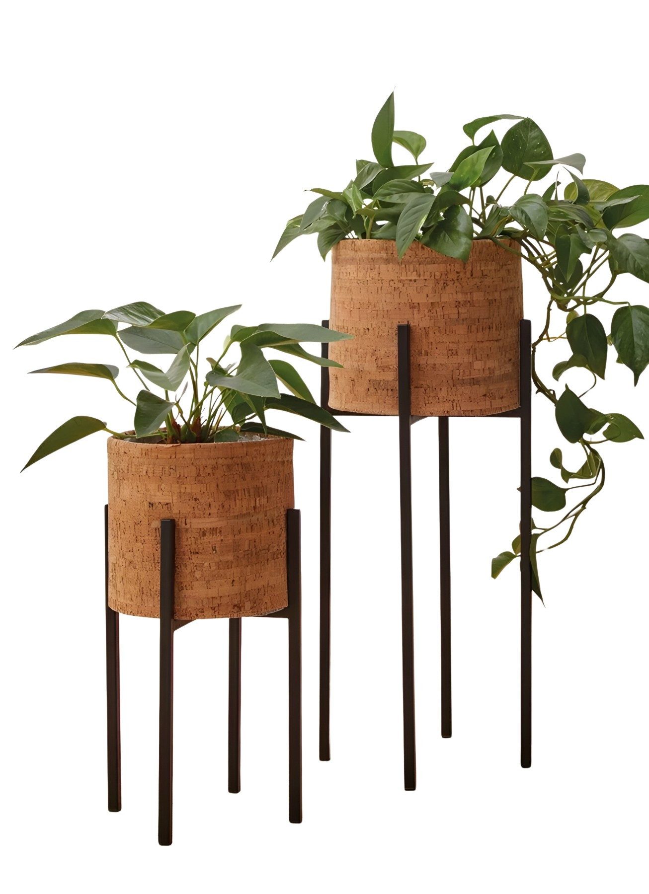 Dekoleidenschaft Blumentopf "Kork" mit Metallgestell, schwarz und Pflanztop günstig online kaufen