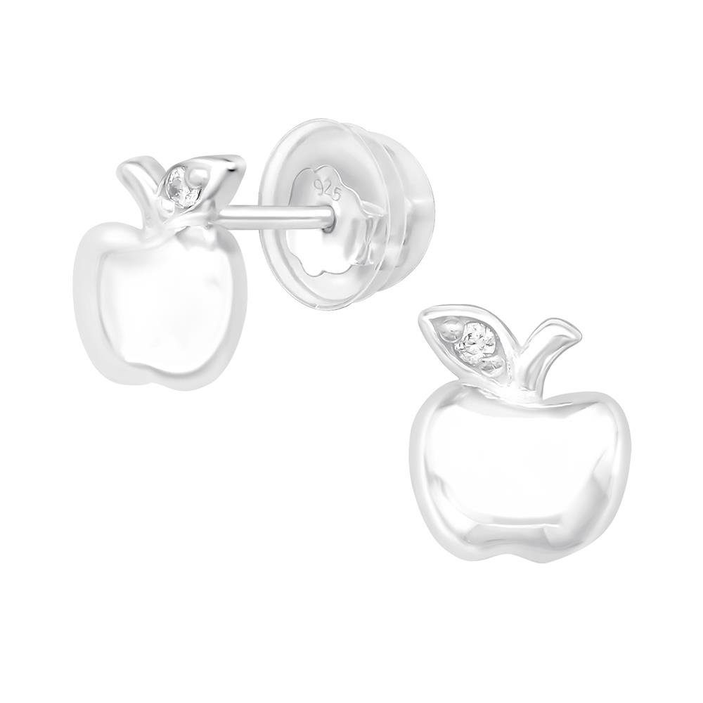 Ohrringe 2-tlg), Kinder Apfel Ohrstecker aus Kristall Silber Paar Ohrschmuck mit Ohrring-Set .925 (2 Stück), BUNGSA (1