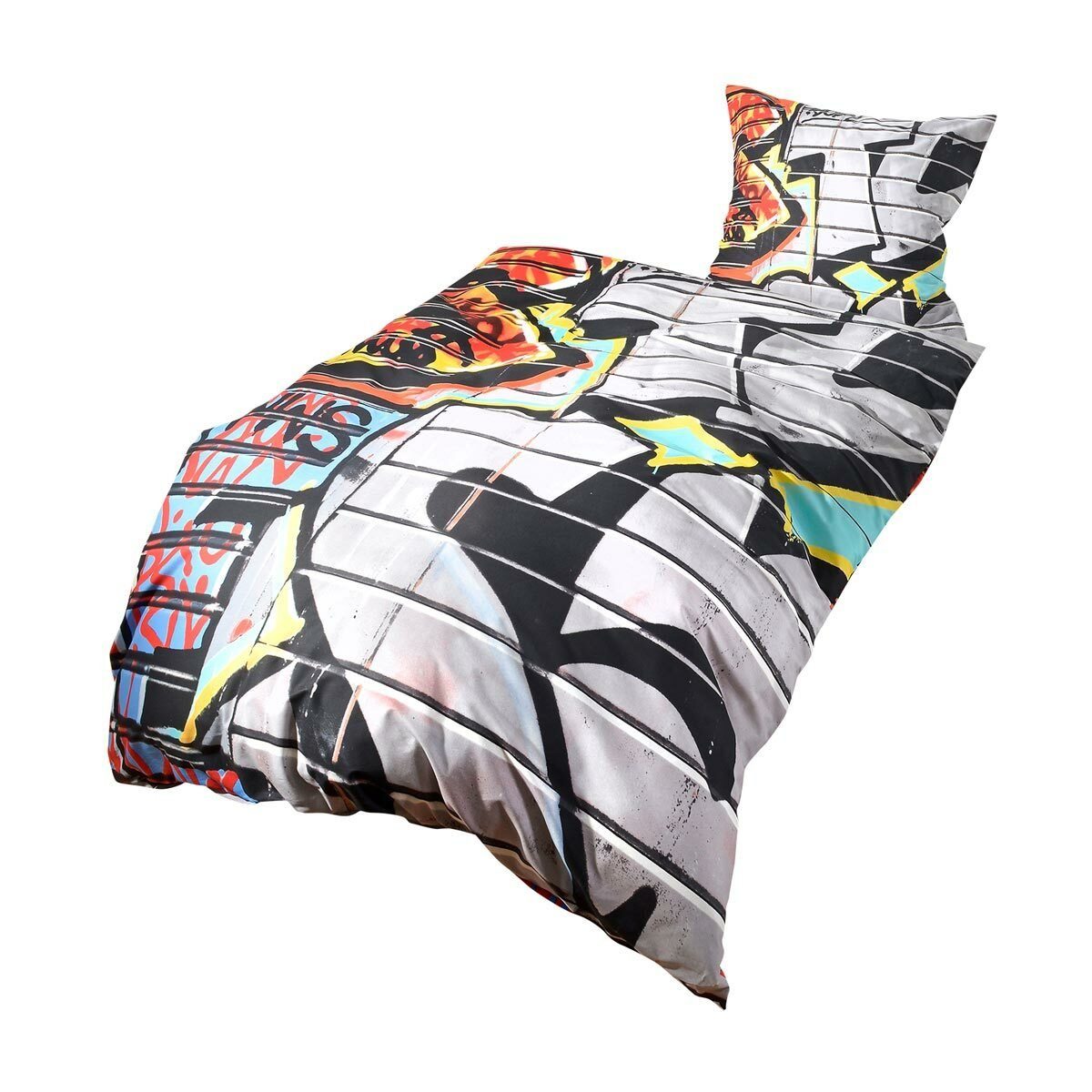 BETTWARENSHOP Bettwäsche Graffiti, Renforce, 2 teilig, mega coole bunte Jugendzimmer Bettwäsche