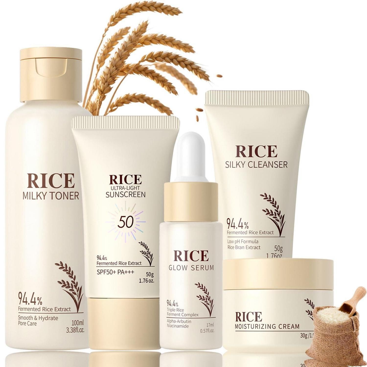 LuxusKollektion Pflege-Geschenkset Reis Skincare Set 5PCS Gesichtspflege