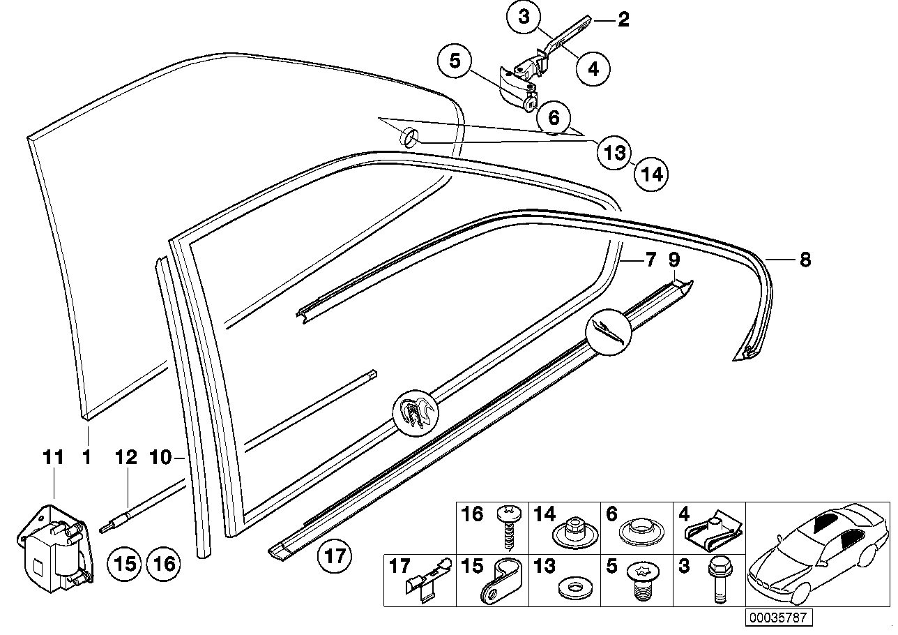 BMW Profildichtungsband 2x BMW Dichtung Seitenfenster Heckfenster 3er E36 COUPE hinten, (1-St)