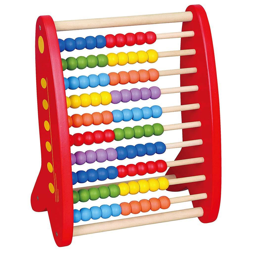 VIGA Rechenschieber Rechenrahmen Zählrahmen Lernspielzeug, (Spar-Set, 1-tlg., 31 x 14 x 24 cm bunt), 10 Reihen, 100 Holzperlen, Buchenholz, ab 3 Jahren