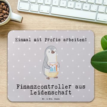 Mr. & Mrs. Panda Mauspad Finanzcontroller Leidenschaft - Grau Pastell - Geschenk, Mitarbeiter, (1-St), Made in Germany