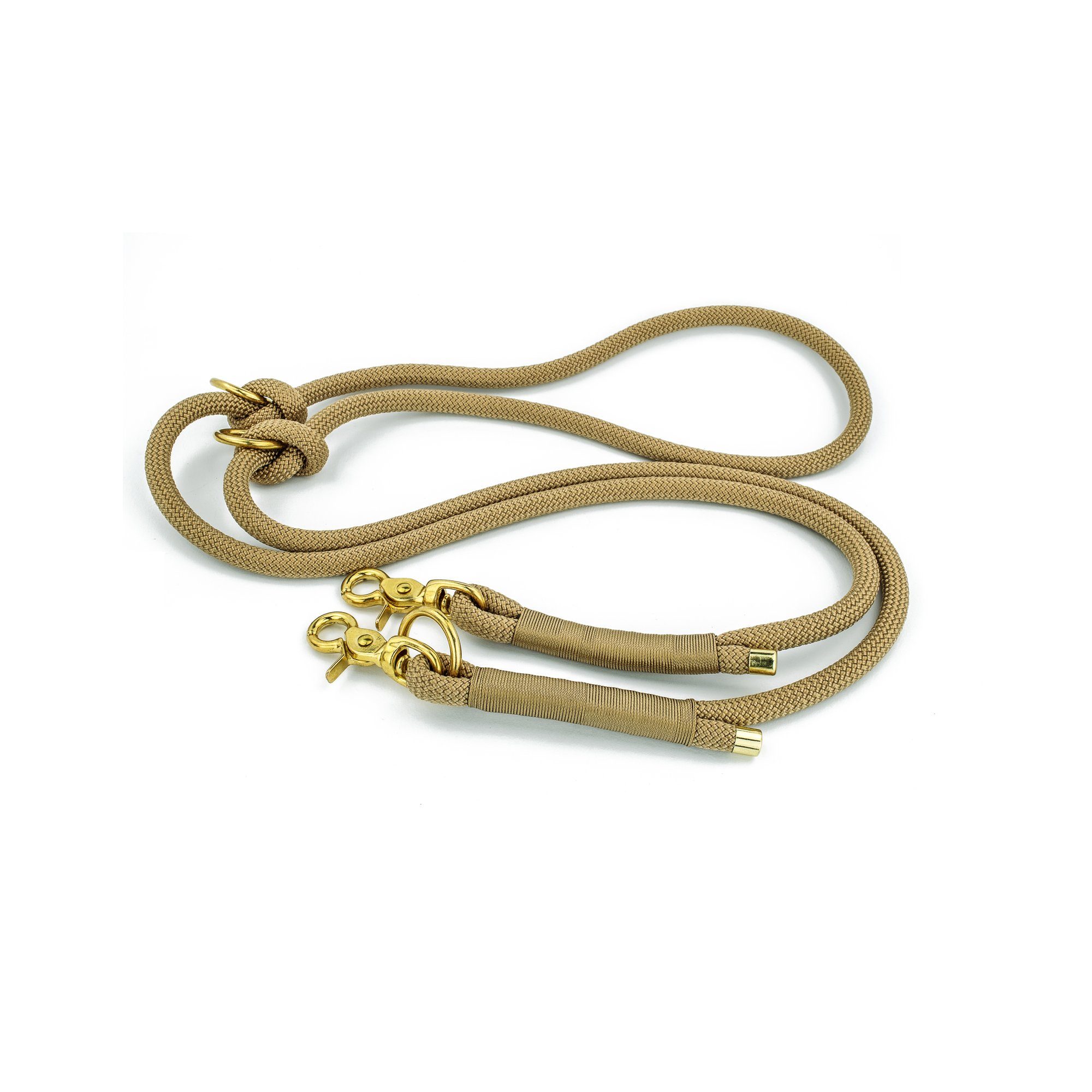 Tierluxe Hundeleine Tau Seil Mocca und Gold, PPE Seil, Handgemacht