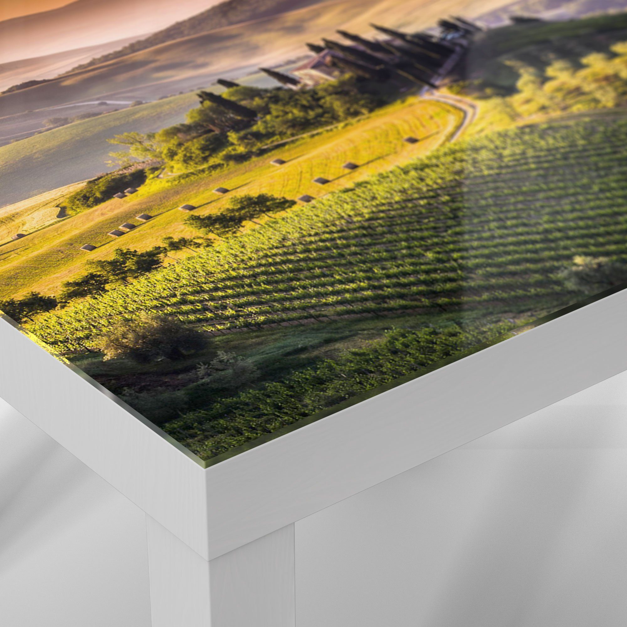DEQORI Couchtisch Panorama', Weiß modern Glas 'Toskana Beistelltisch Glastisch