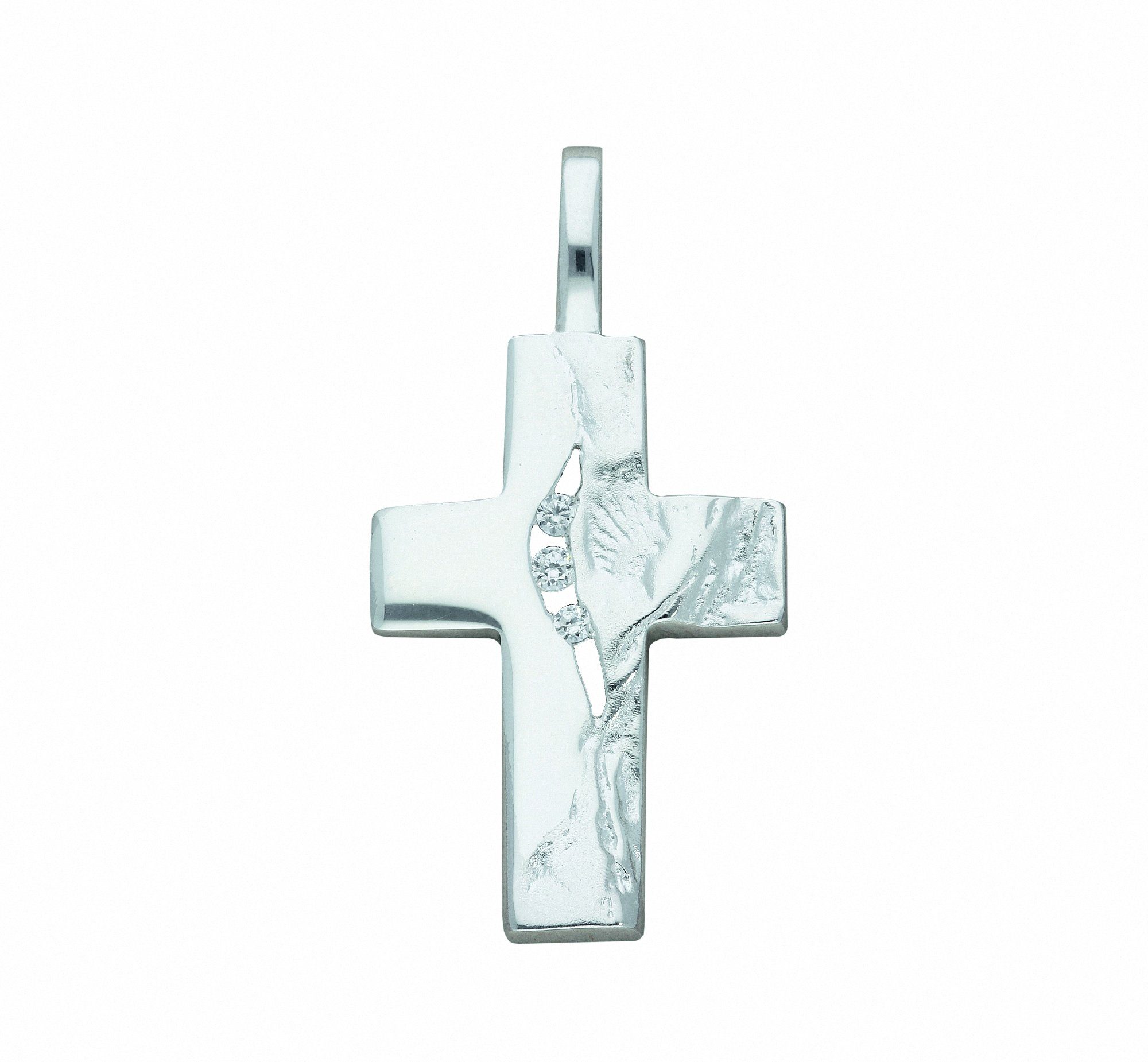 Adelia´s Kette mit Anhänger 925 Silber Kreuz Anhänger mit Zirkonia,  Schmuckset - Set mit Halskette, Maße des Anhängers - Breite 13,4 mm - Höhe  20,2 mm