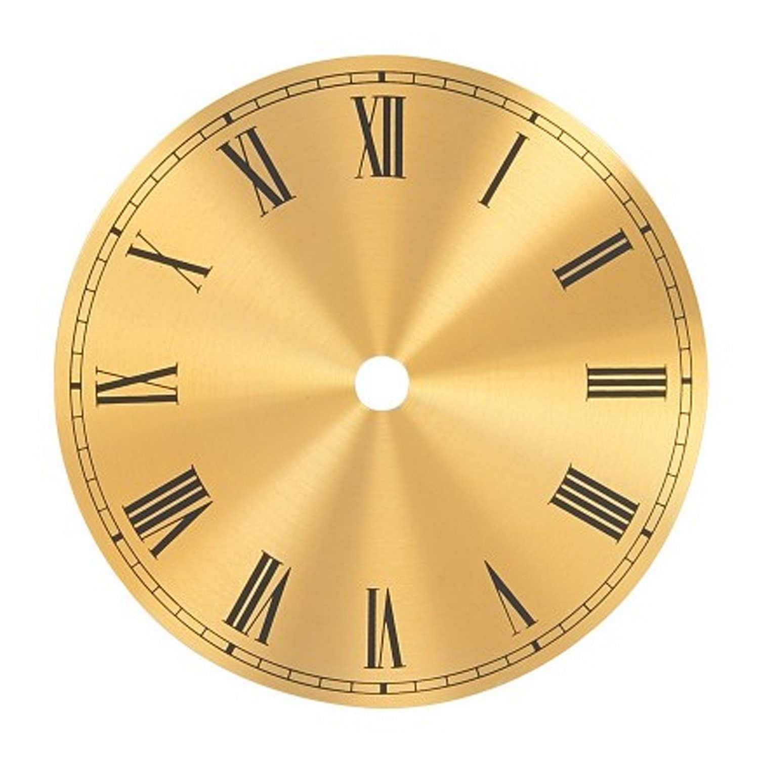 Selva Technik Wanduhr Zifferblatt Messing gelb mattiert mit römische Zahlen für Heim und